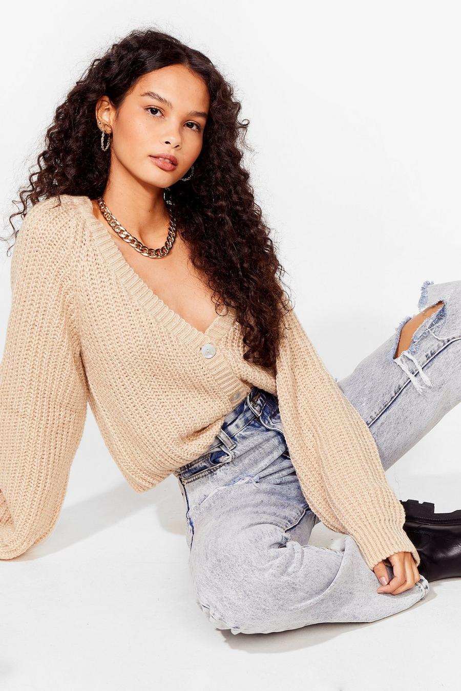 Keep Knit Chilled V-Neck Cropped Cardigan