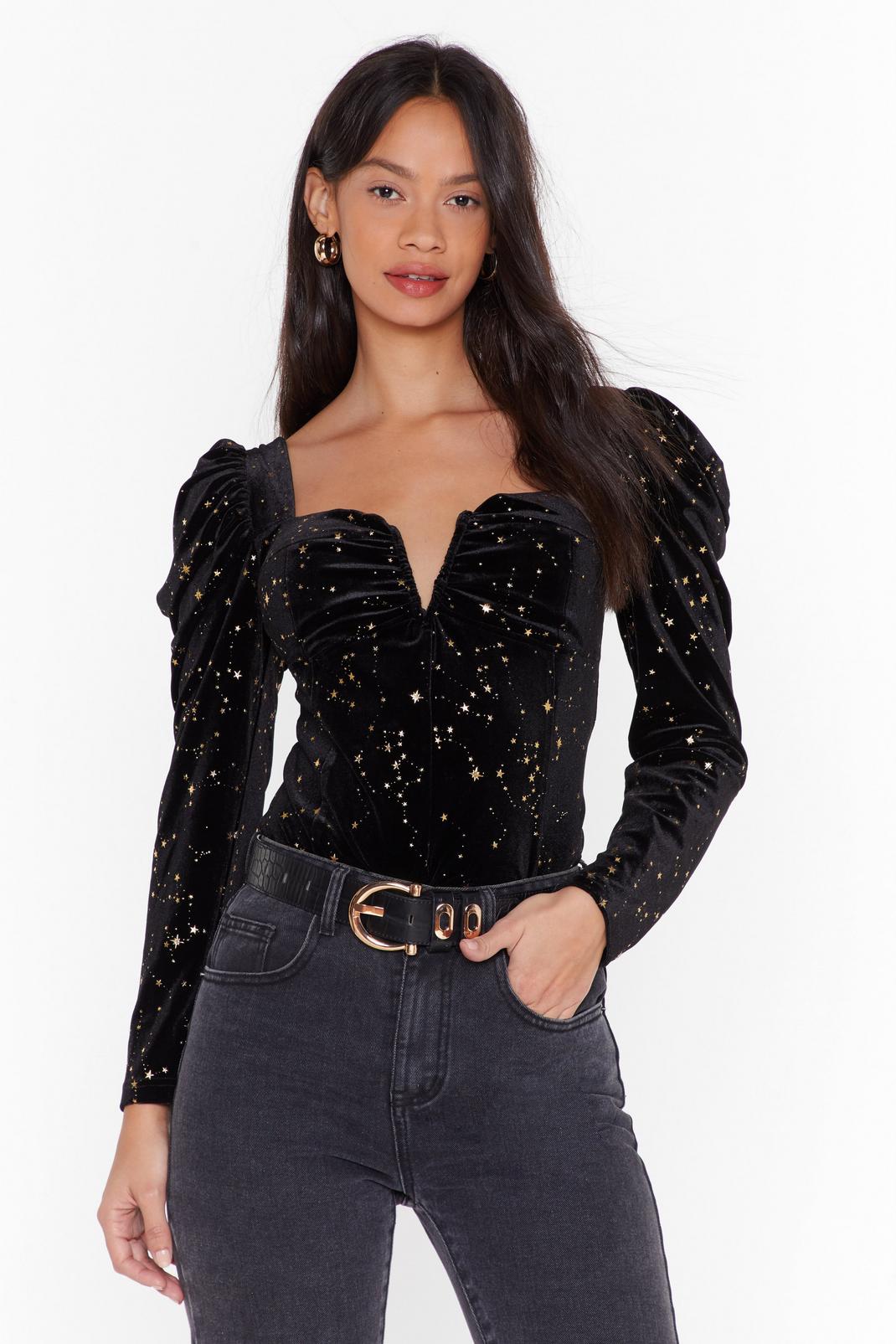 Velvet Puff Sleeve Top with V-Cut Out | Nasty Gal