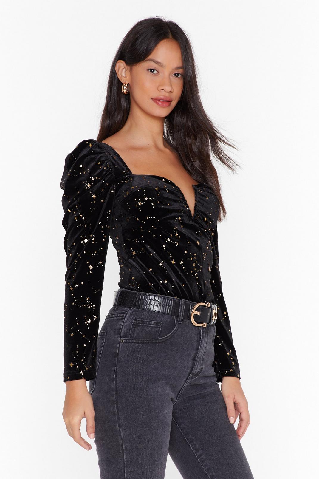 Velvet Puff Sleeve Top with V-Cut Out | Nasty Gal