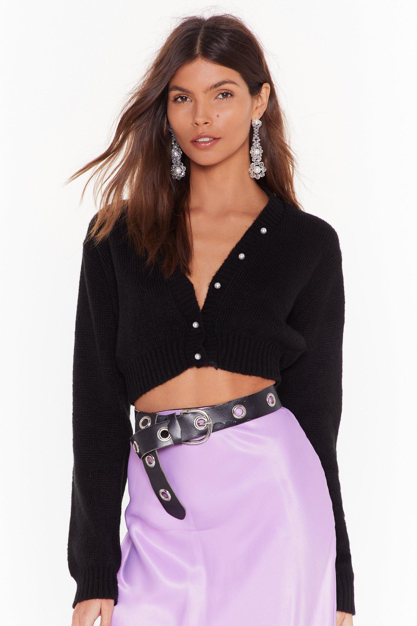 cropped cardigan with pearl buttons