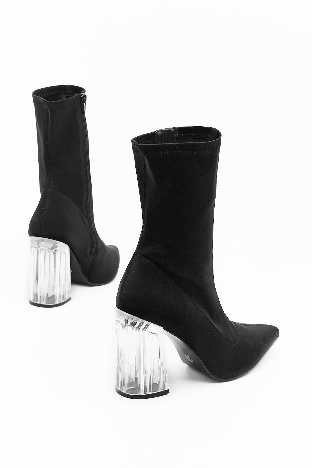 Isn t It Clear Pointed Sock Boots Nasty Gal