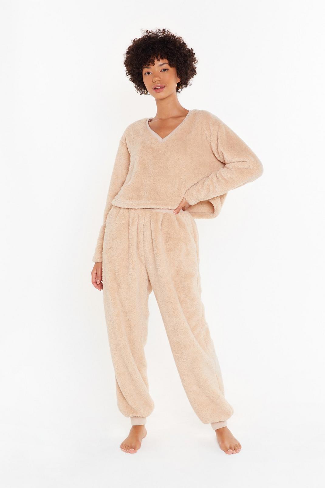 Oatmeal Teddy For Bed Jumper and Joggers Lounge Set image number 1