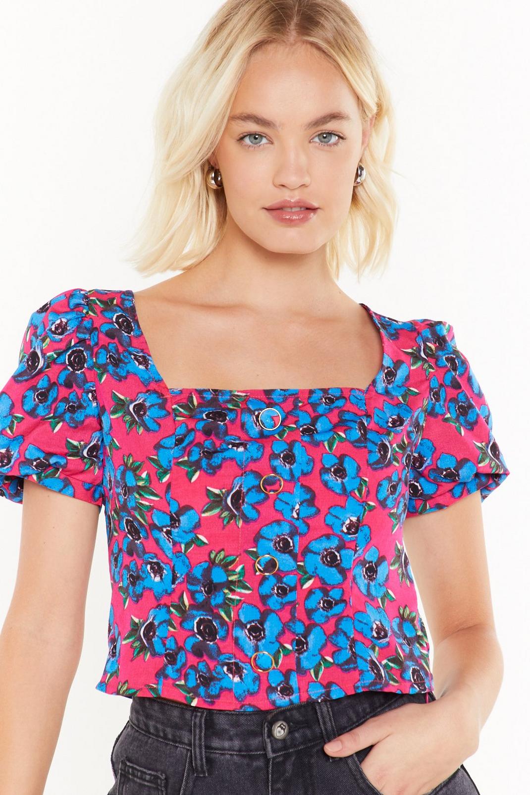 Growing Us the Way Floral Puff Sleeve Top image number 1