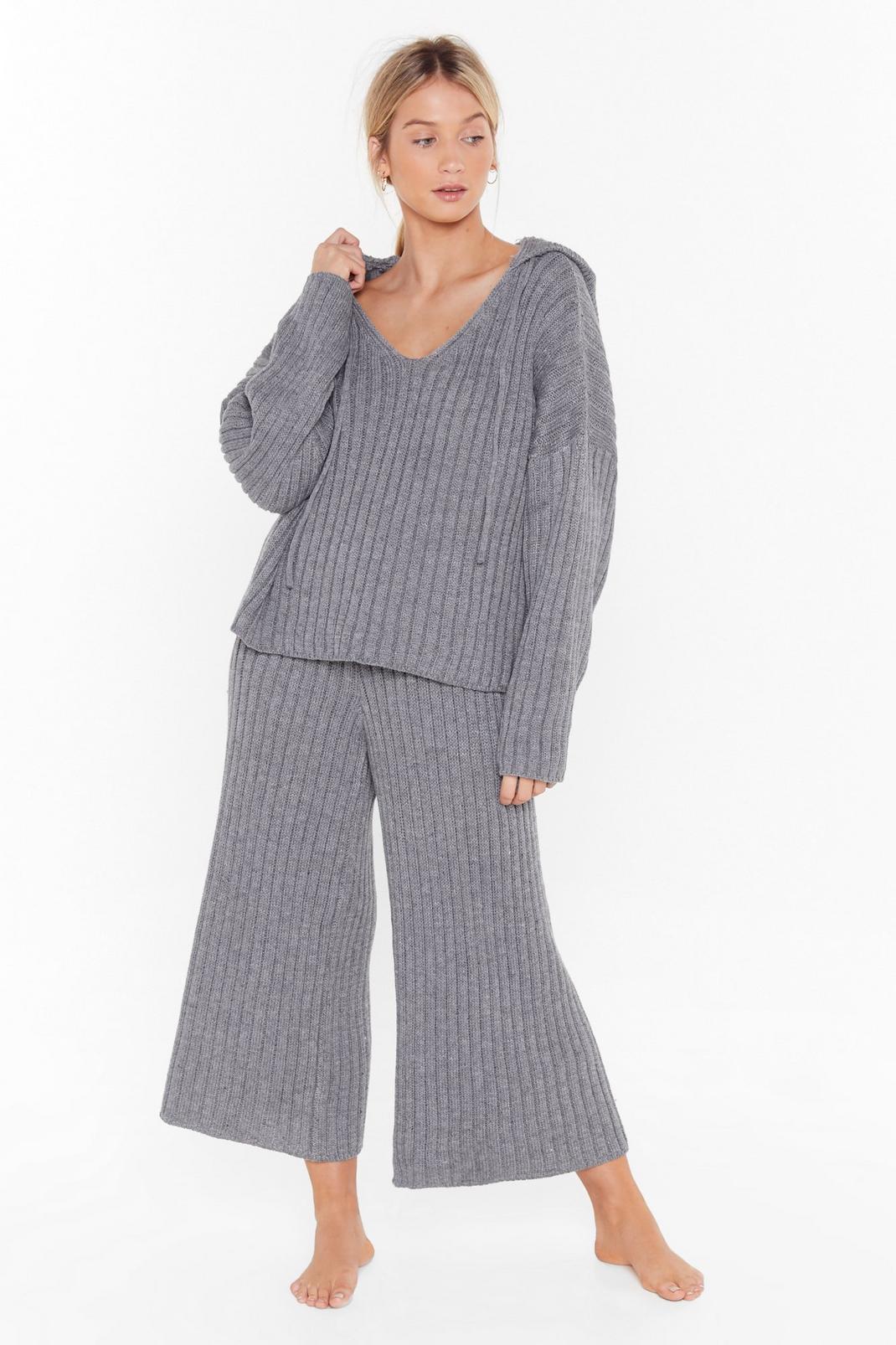 Knit Back and Relax Wide-Leg Pajama Set image number 1
