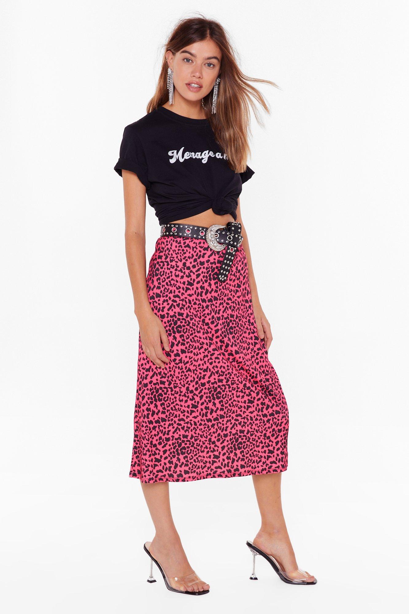 Pink animal print outlet midi skirt