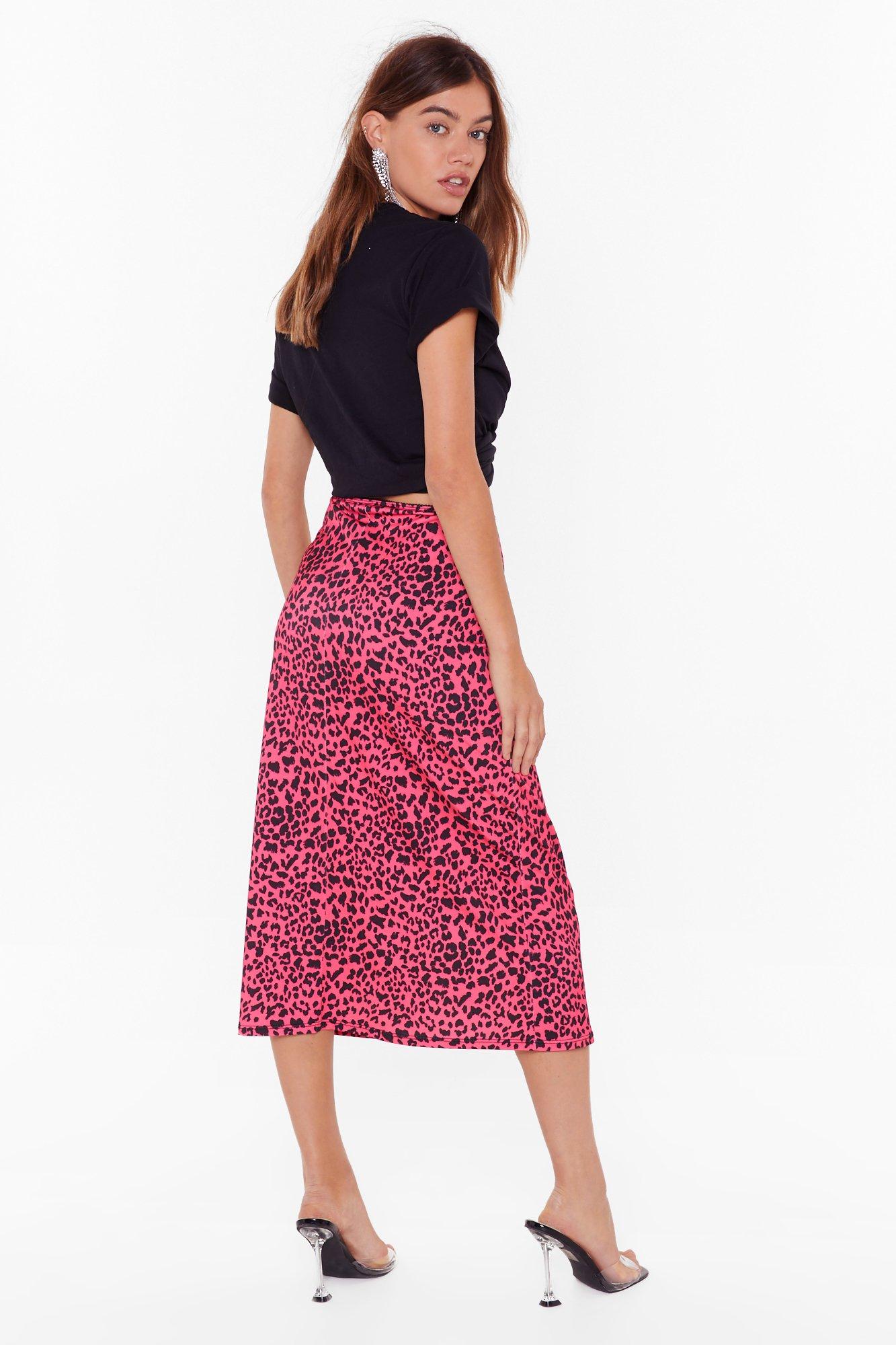 Neon Signs Animal Print Midi Skirt