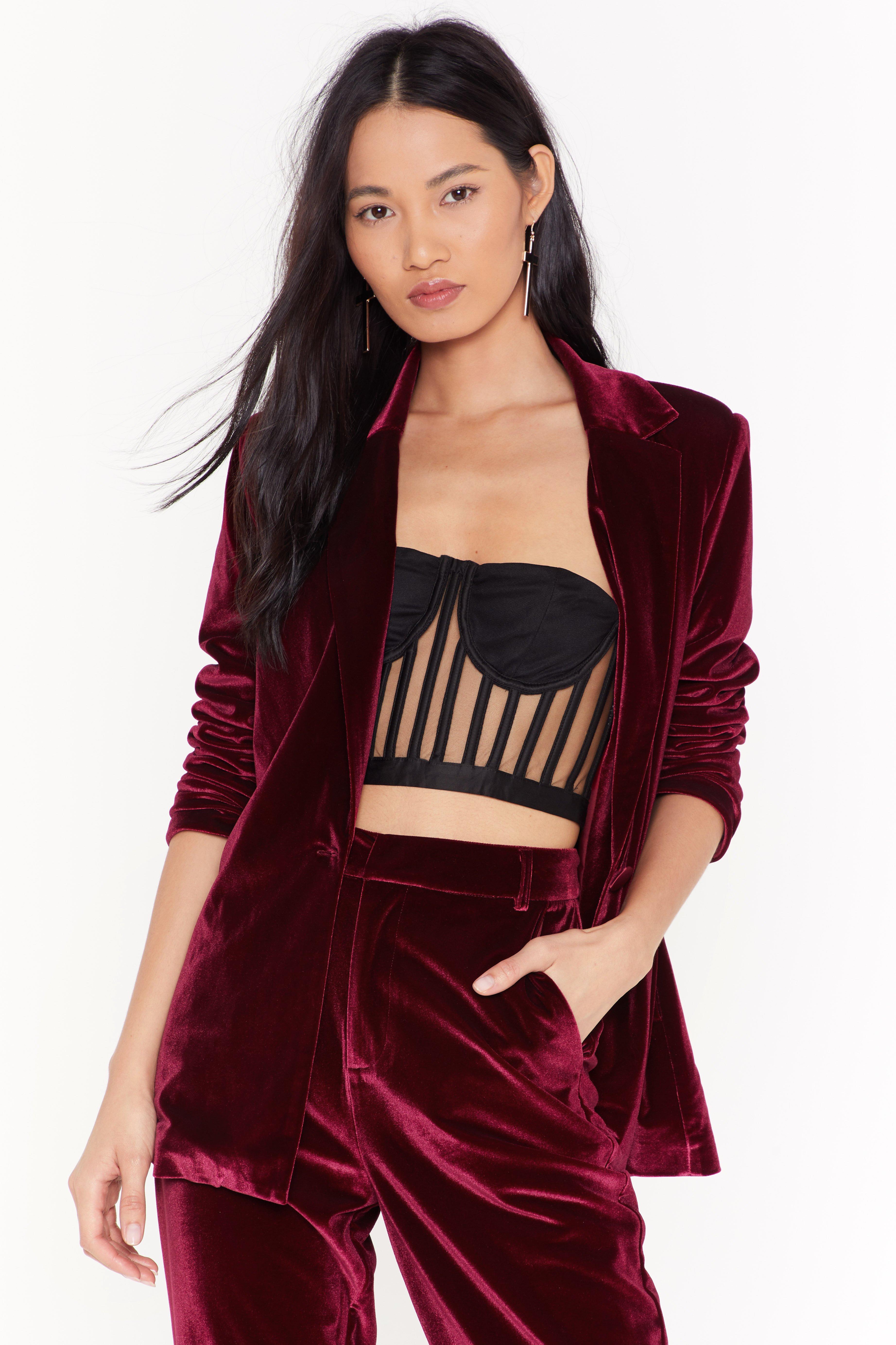 red velvet blazer dress