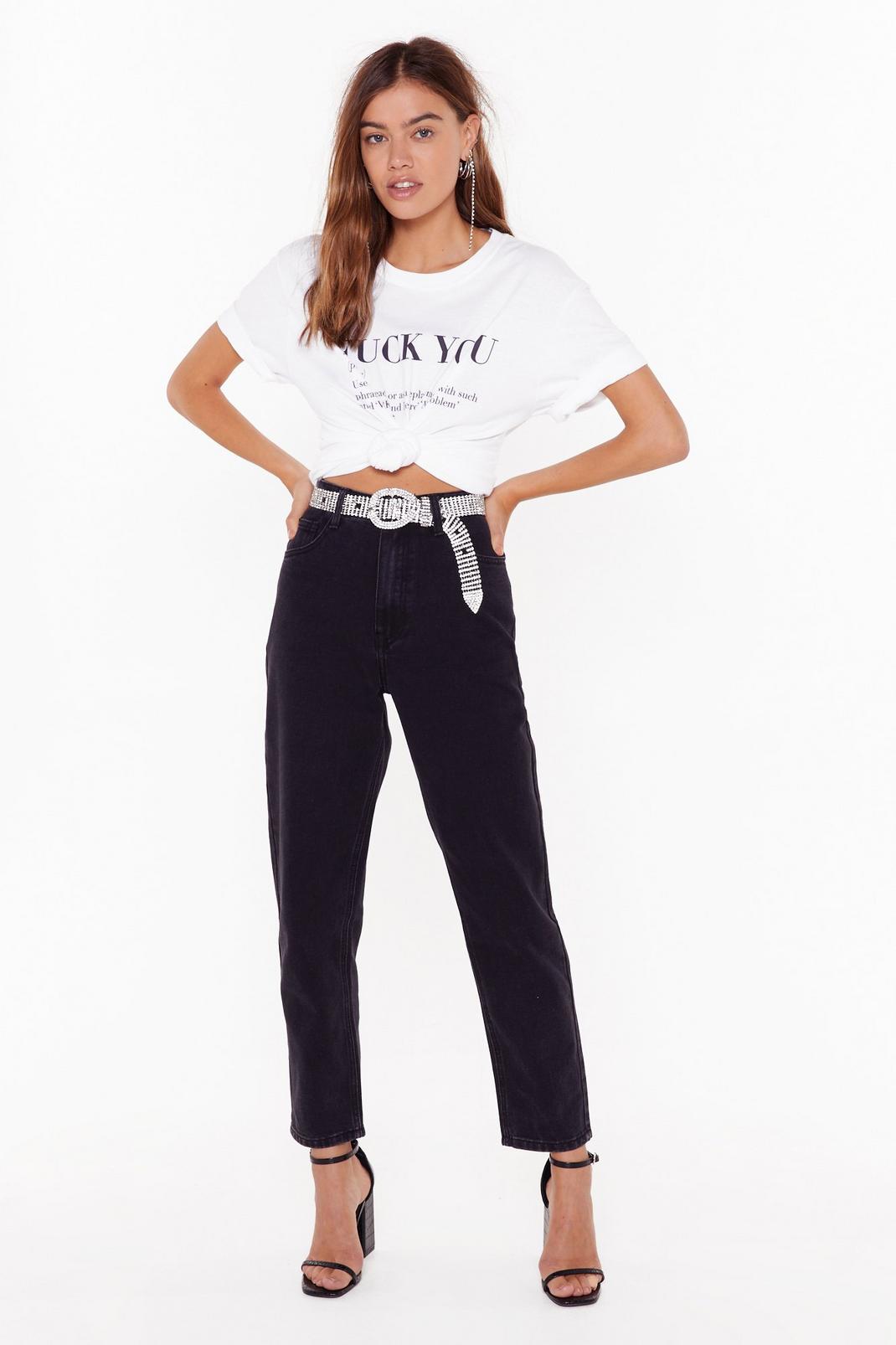 Black High Waisted Slouchy Mom Jeans image number 1