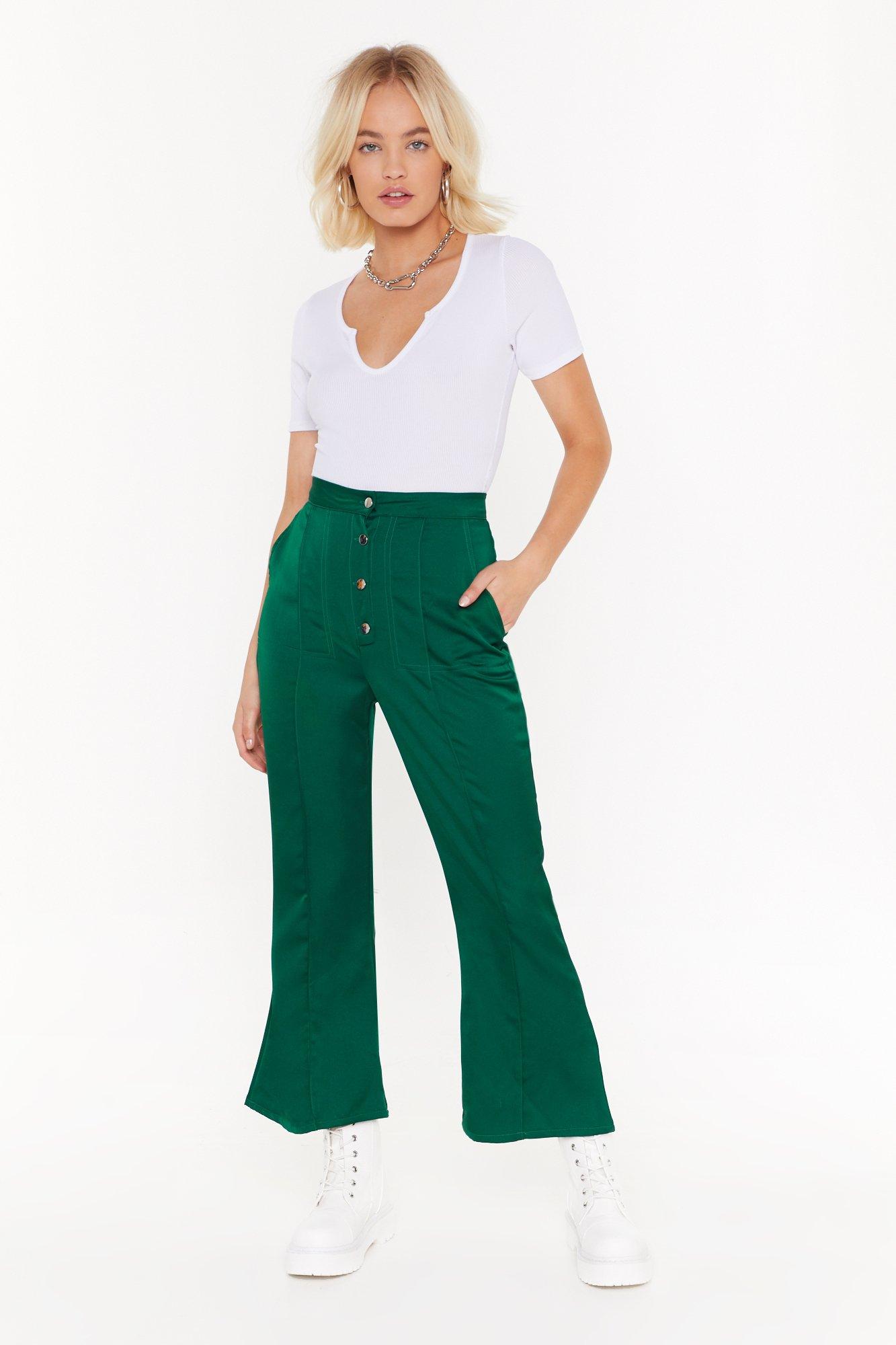 green cropped trousers