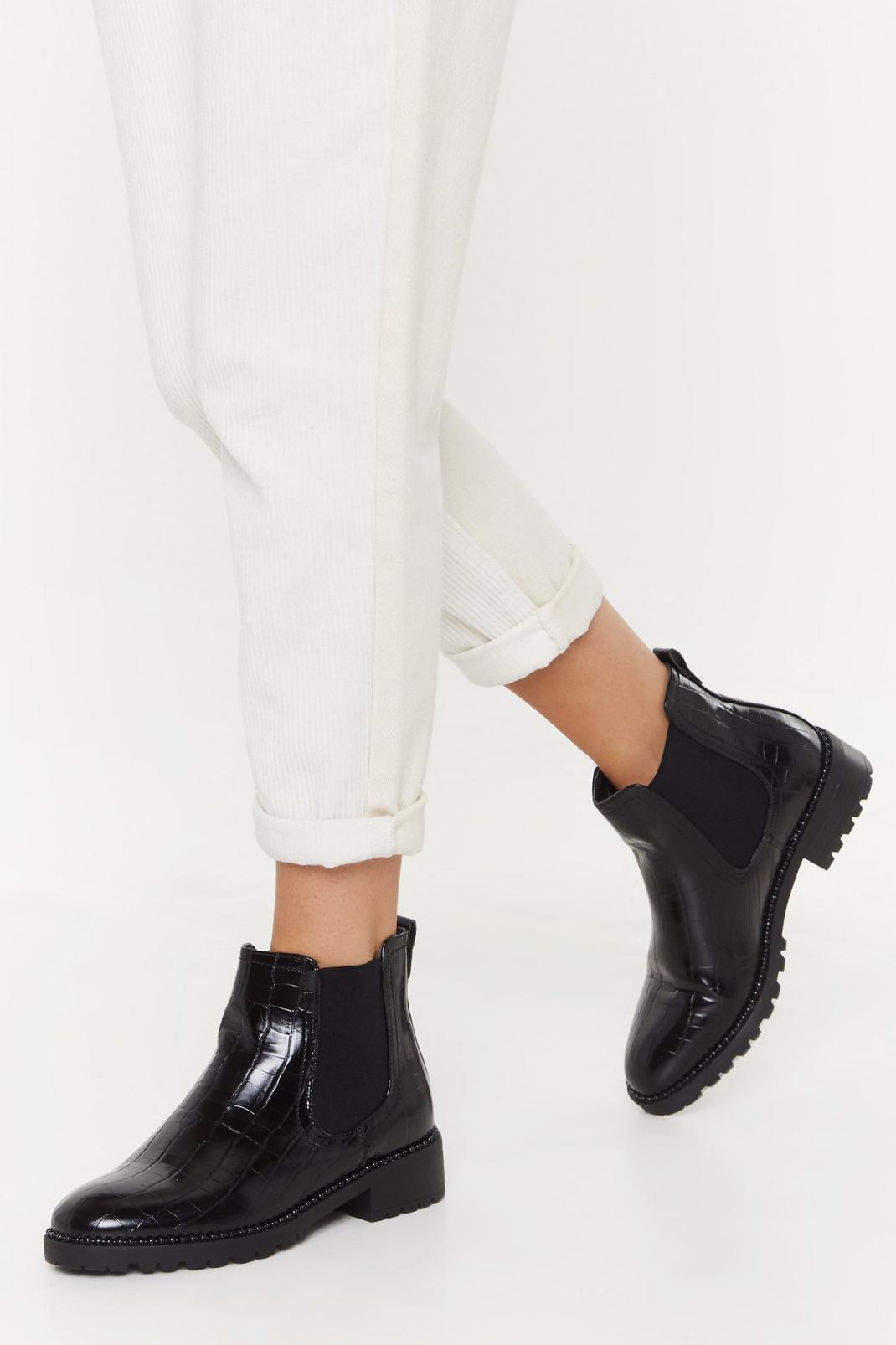Faux Croc Stud Rand Chelsea Boot image number 1
