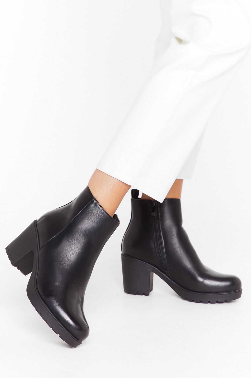 Walk the Walk Faux Leather Block Heel Boots image number 1