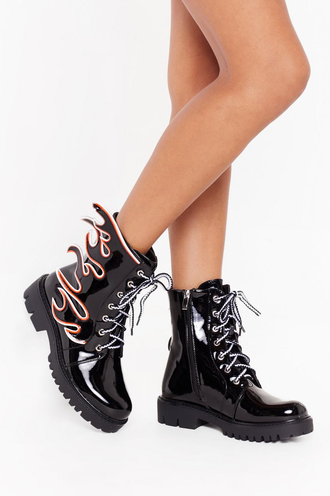 Flame Hungry Faux Leather Lace-Up Boots image number 1