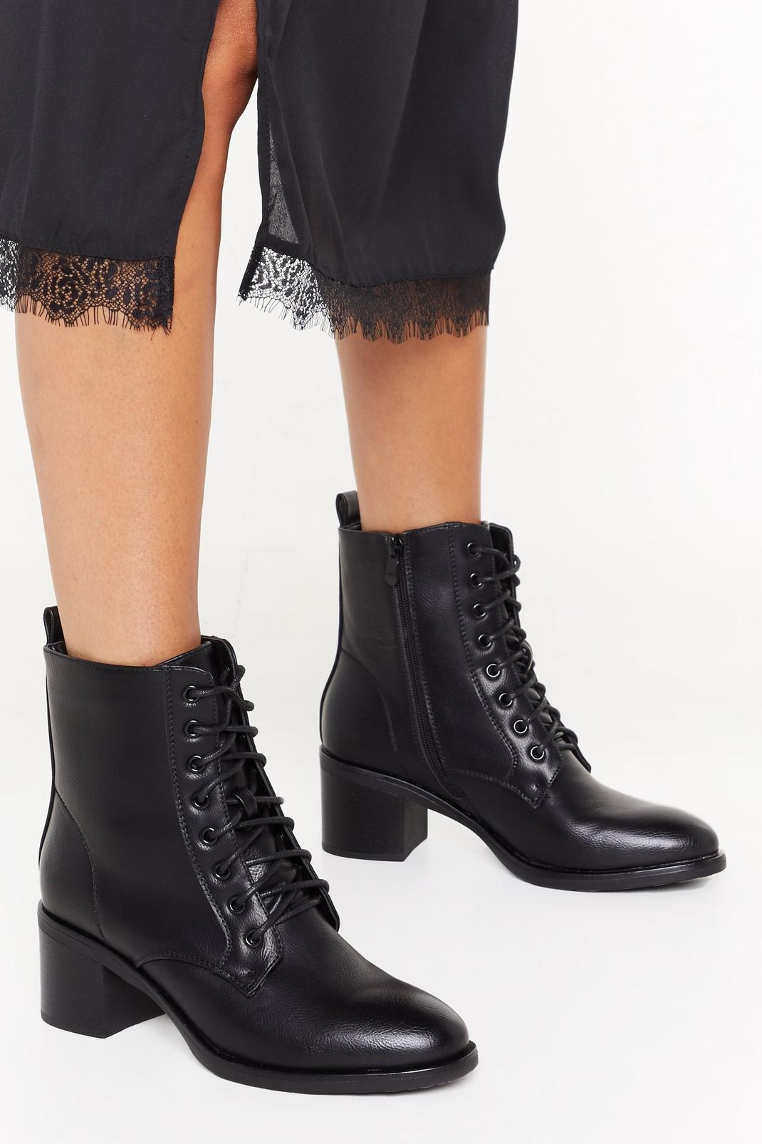 At Your Own Lace-up Faux Leather Boots image number 1