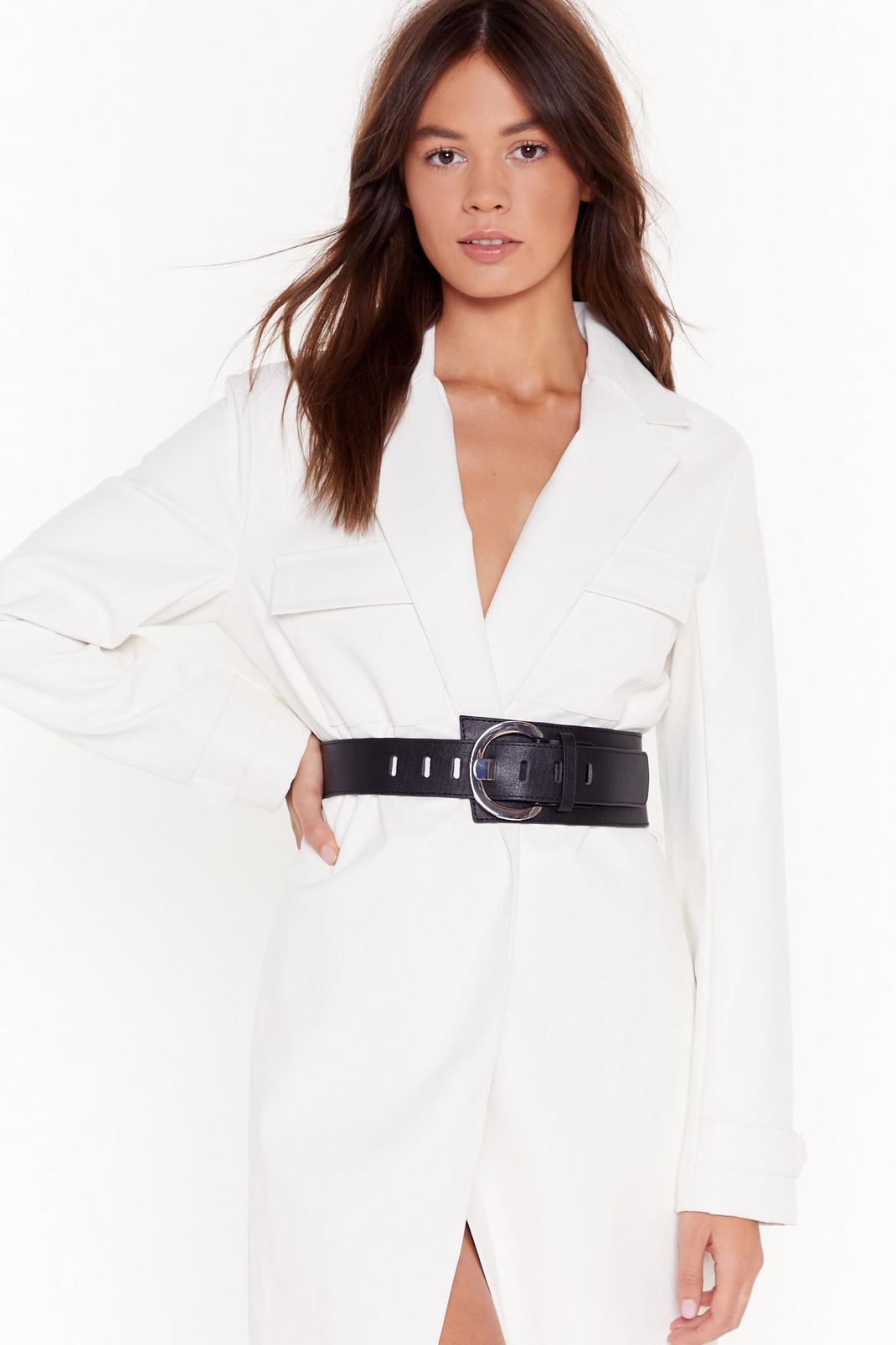 Don't Waist My Time Faux Leather Buckle Belt image number 1