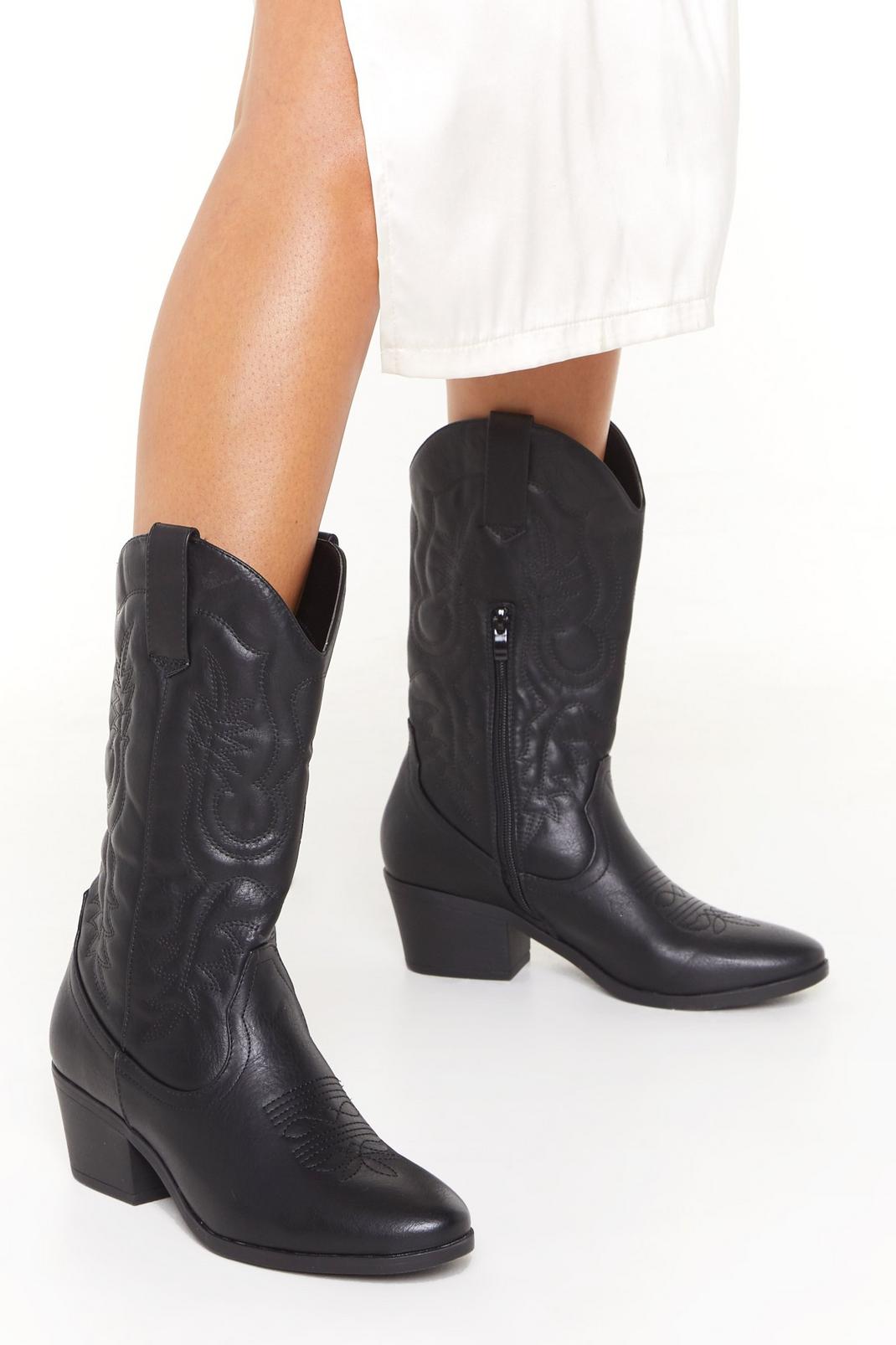 The Midwest Faux Leather Cowboy Boots image number 1