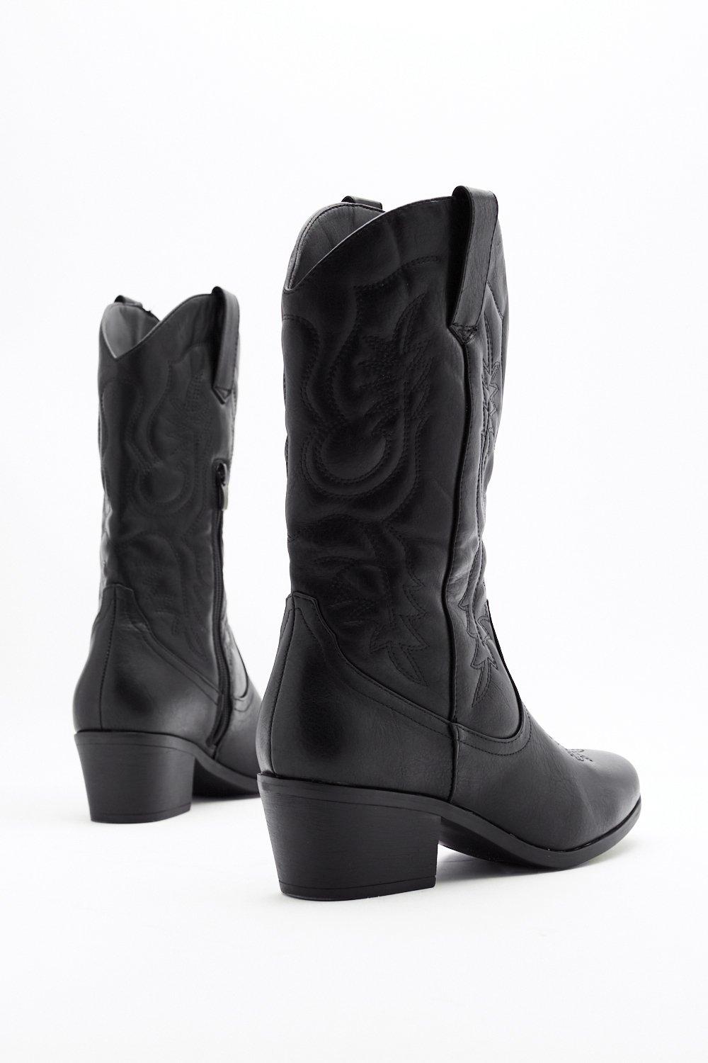 Ssense Donna Scarpe Stivali Cowboy & Biker Black Faux-Leather Cowboy Boots 