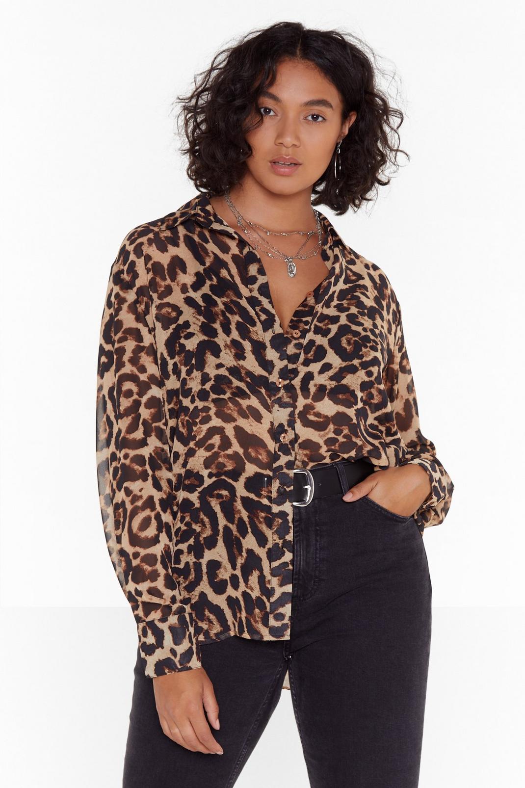 Sheerly Not Leopard Plus Oversized Shirt image number 1