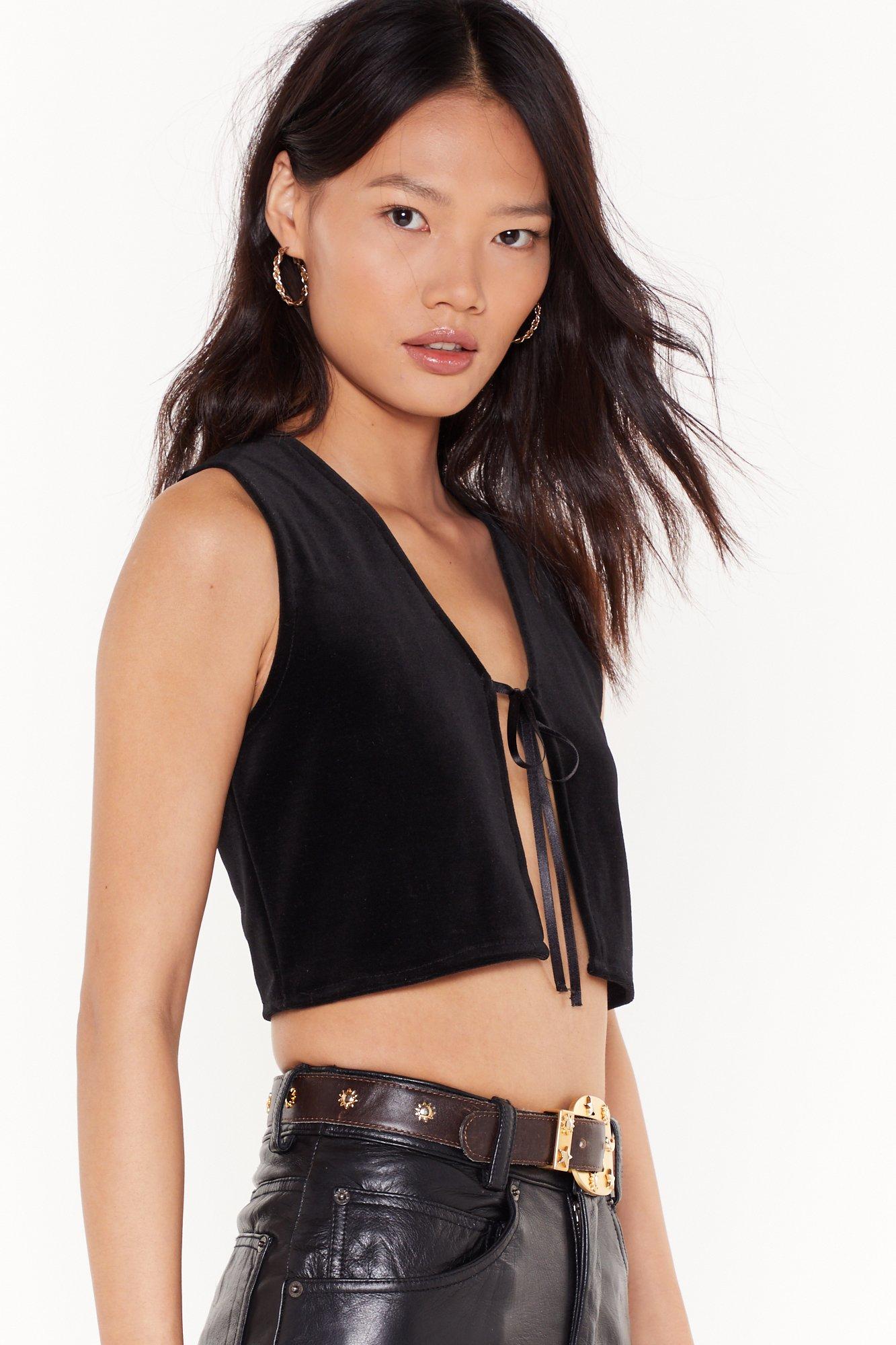 Nasty Gal Vintage Why Don't You Tie Velvet Crop Top