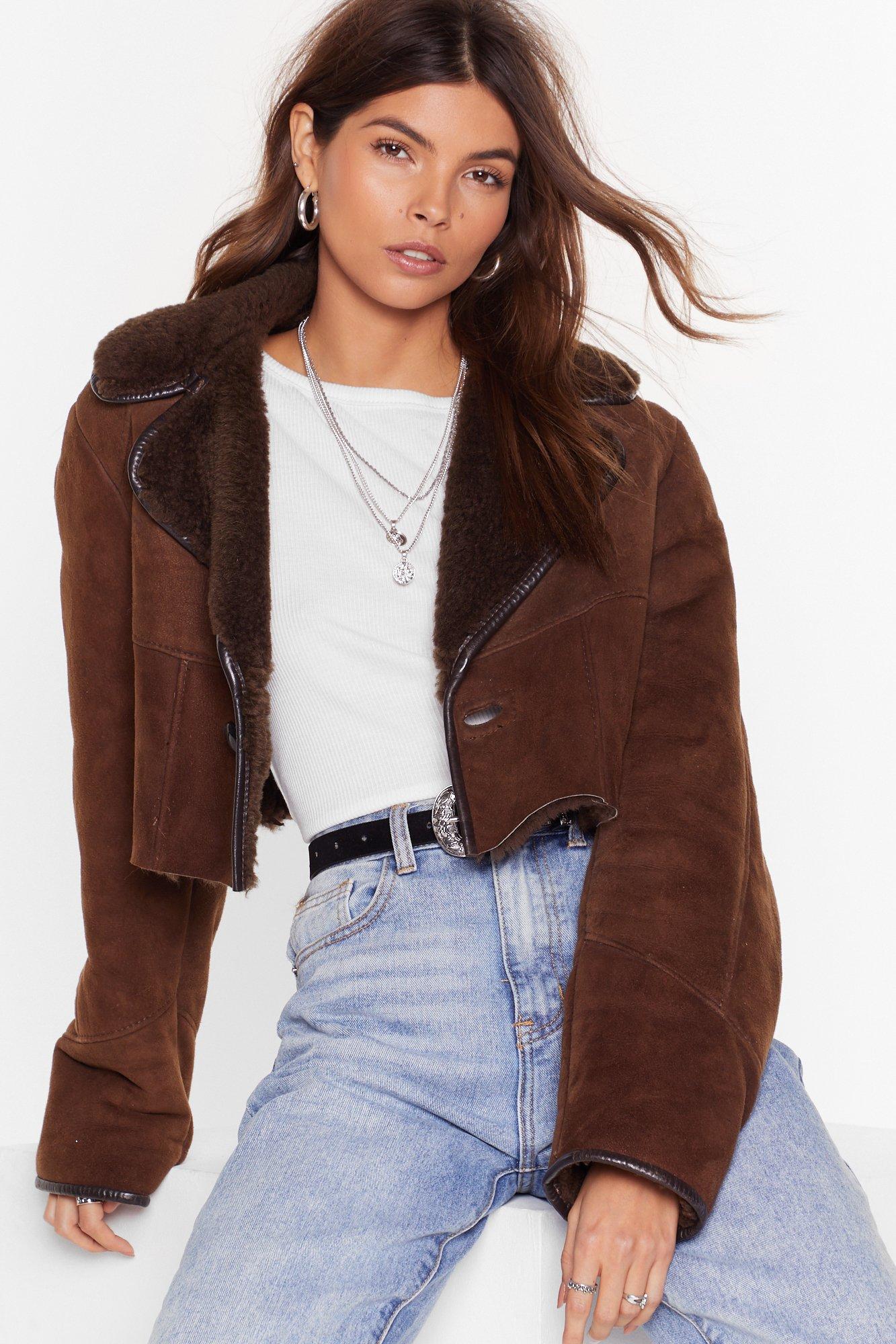 brown crop jacket