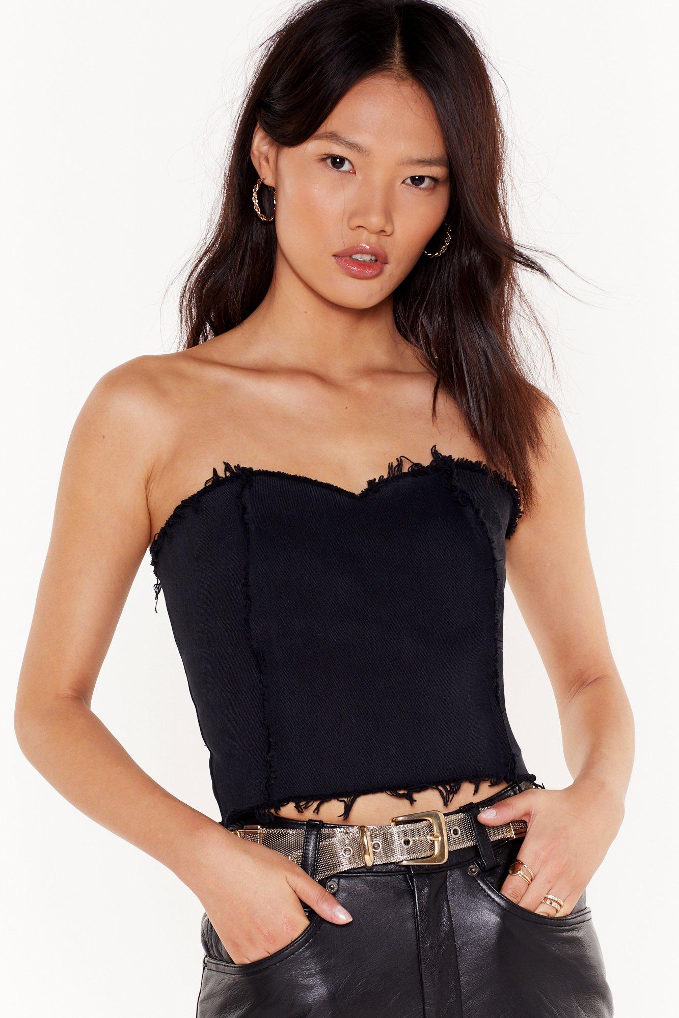 Nasty Gal Vintage Here to Fray Denim Bra Top