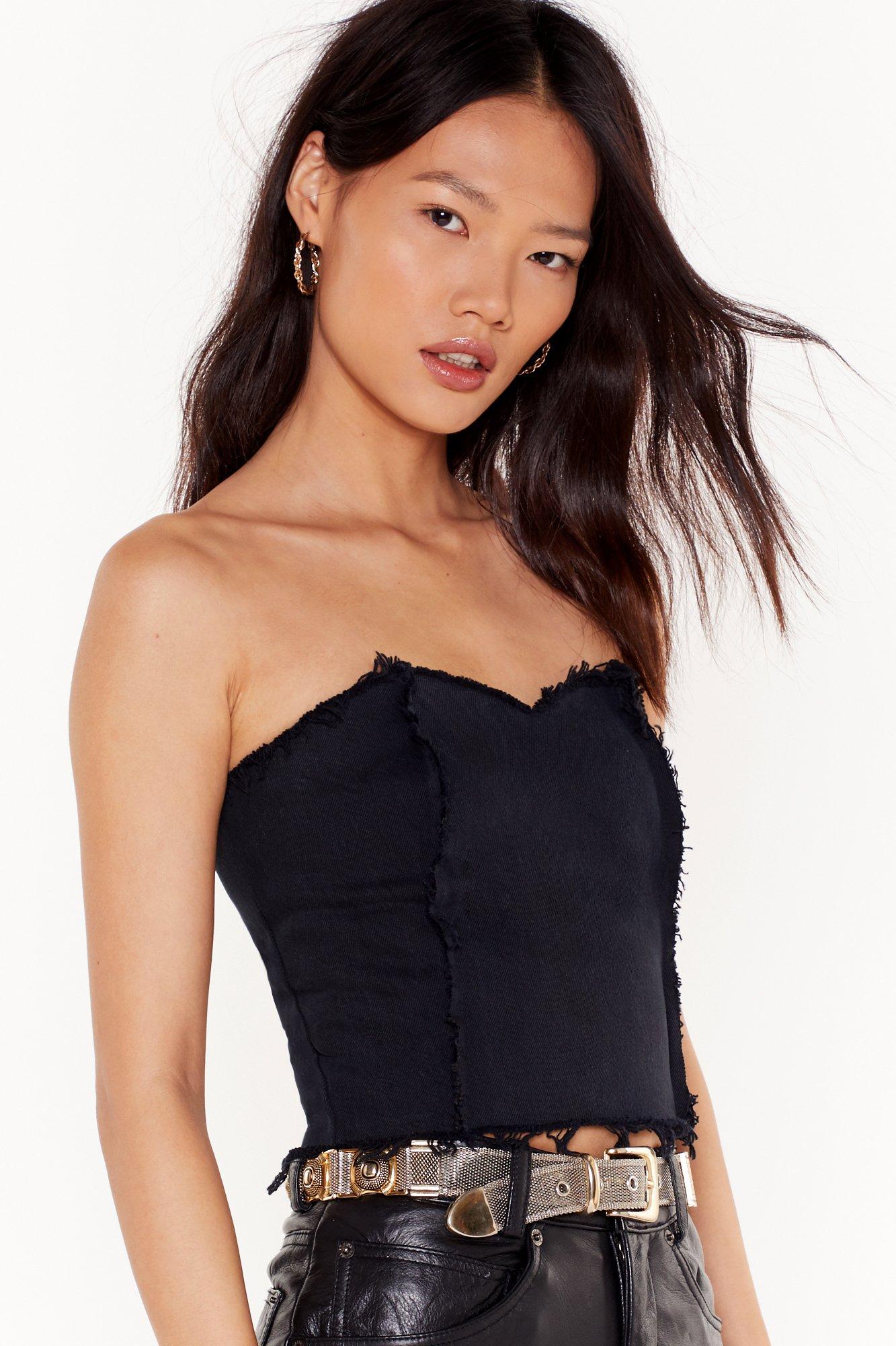 Nasty Gal Vintage Here to Fray Denim Corset Top