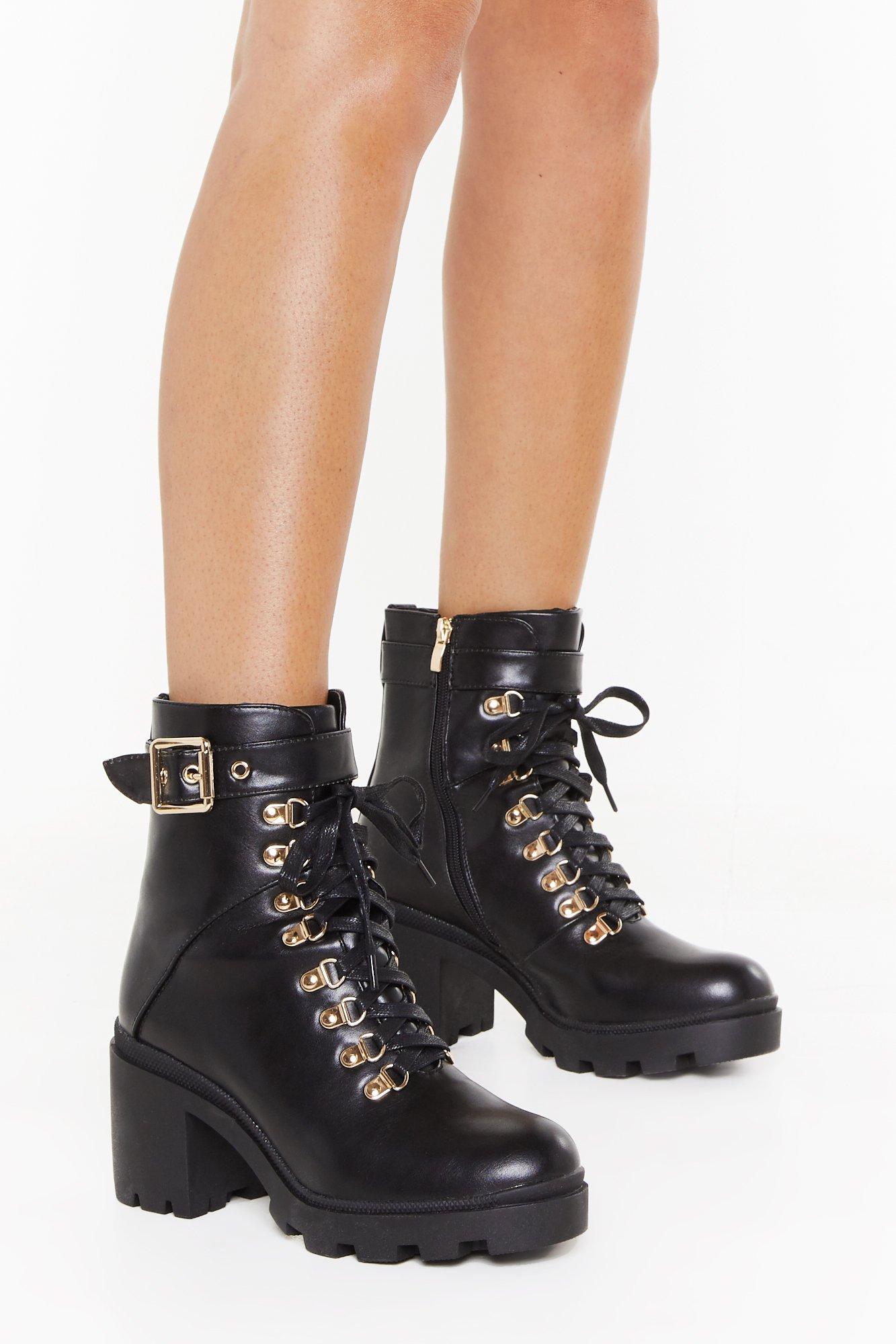 lace up black booties with heel