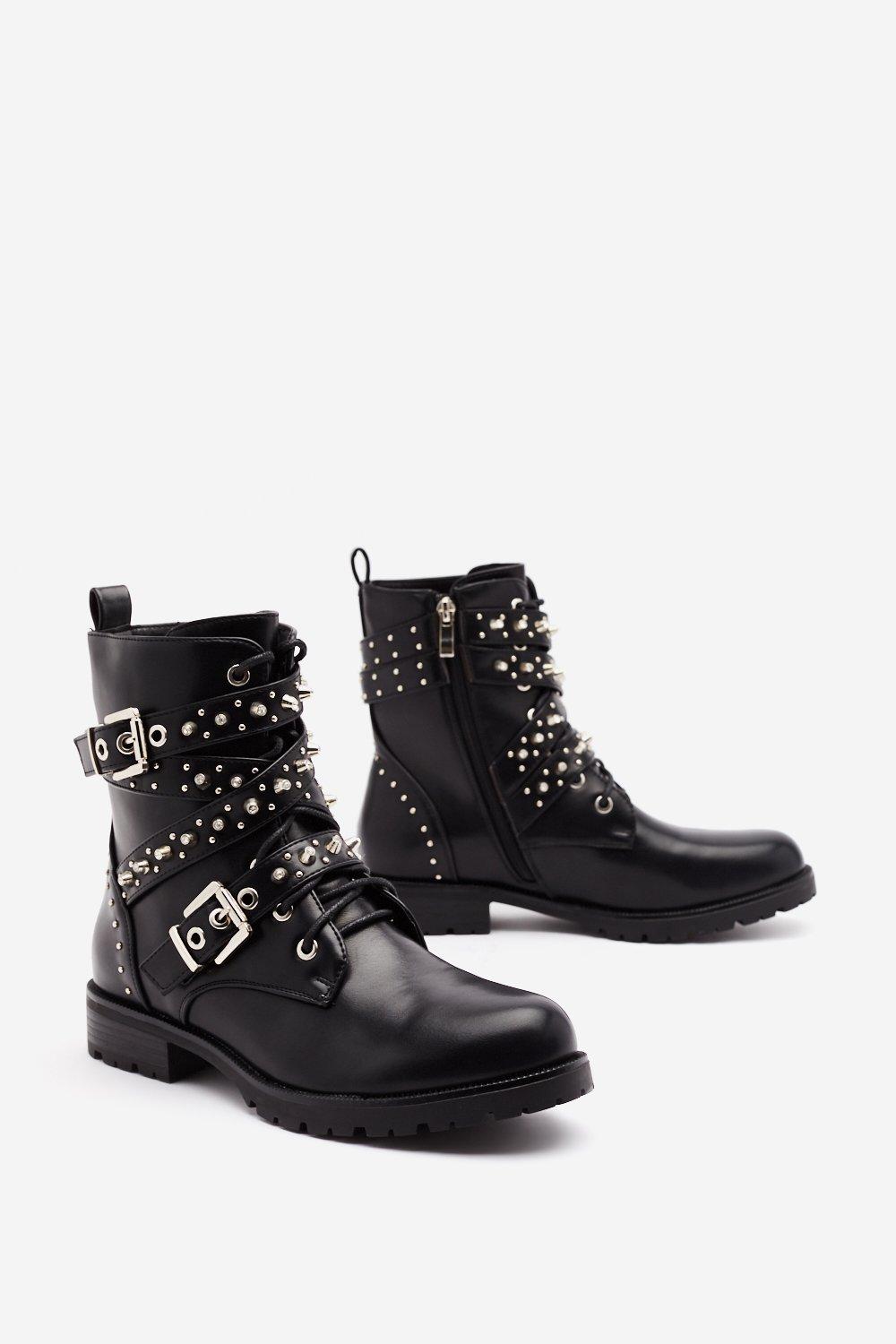 Studded lace up outlet boots