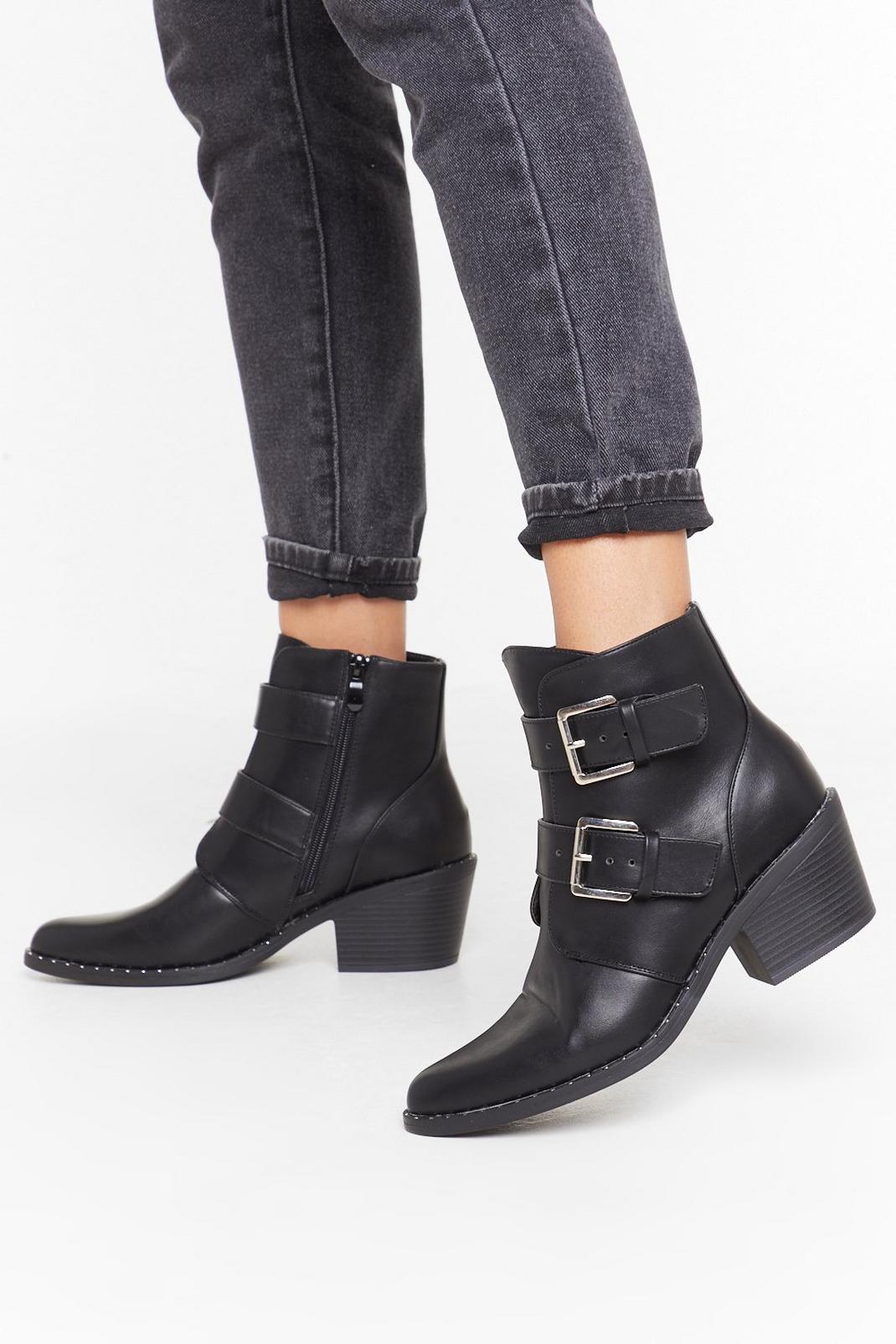 Try Your Buck-le Faux Leather Ankle Boots image number 1