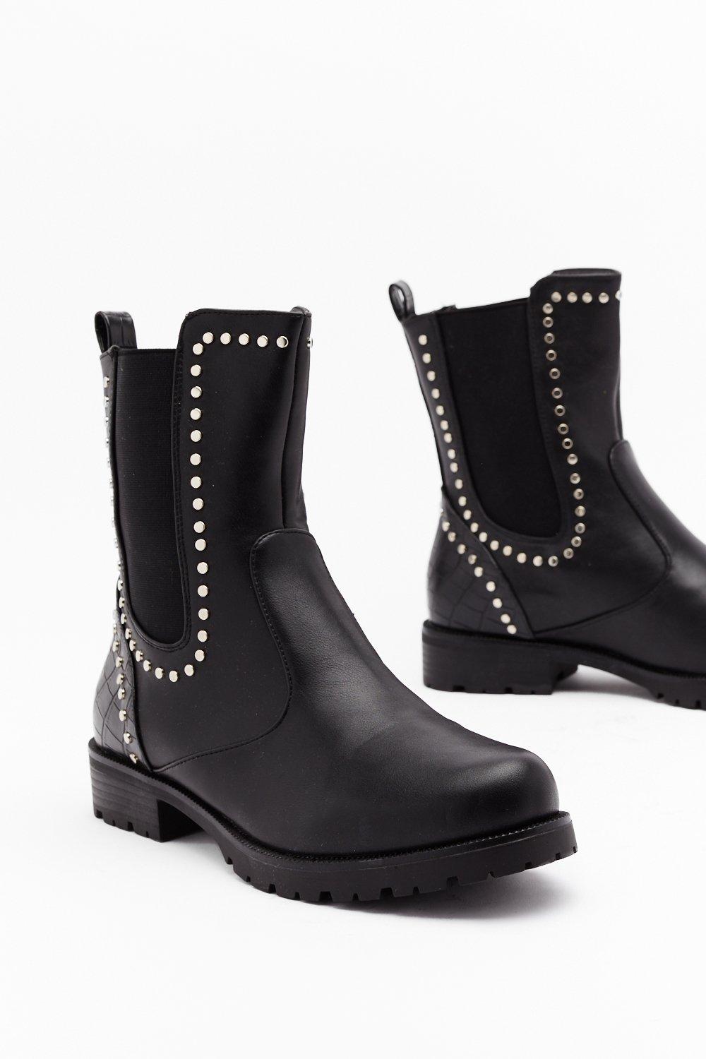 Pu stud trim chelsea boots