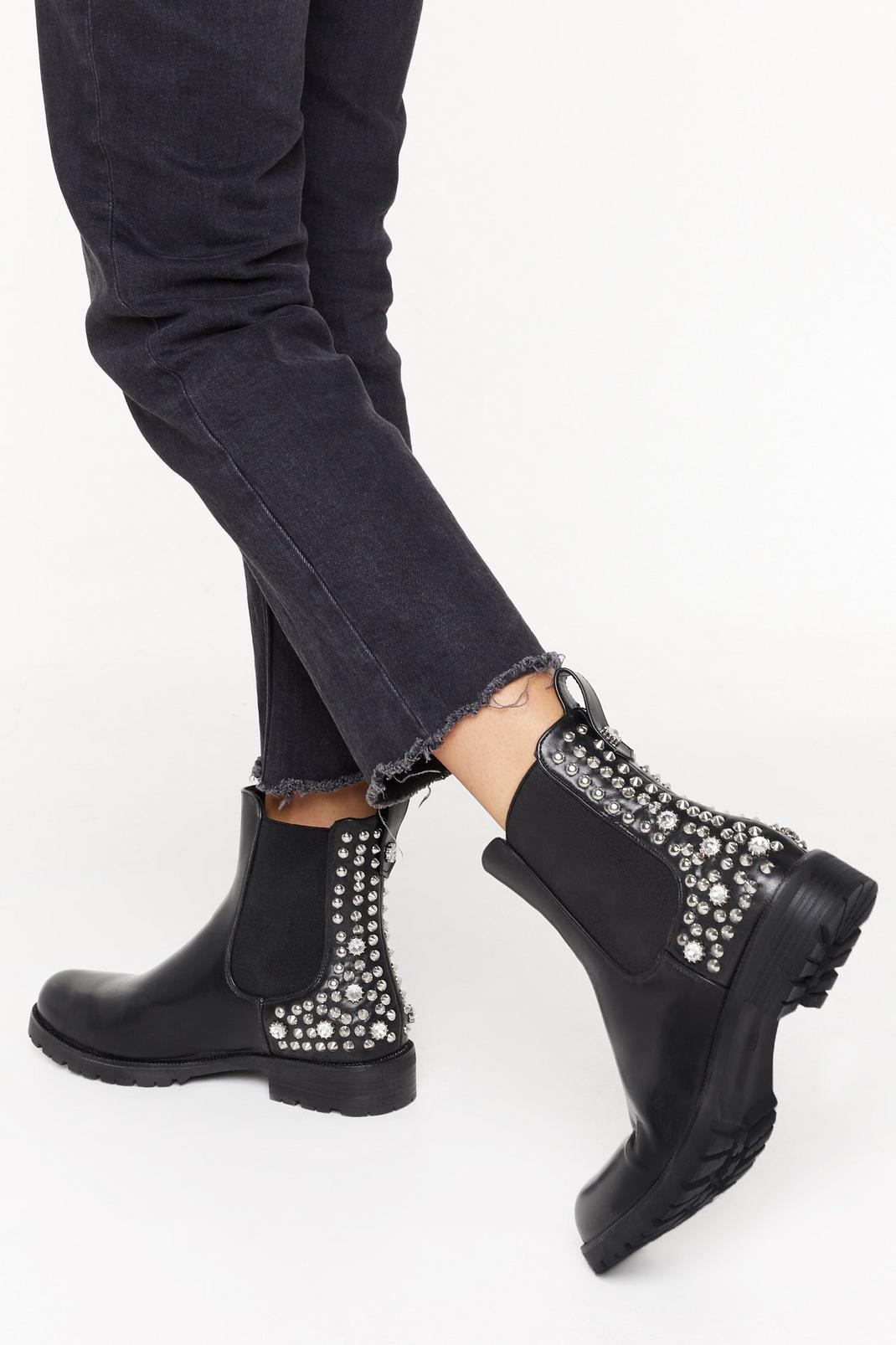 Treat Me Like You Stud Faux Leather Chelsea Boots image number 1