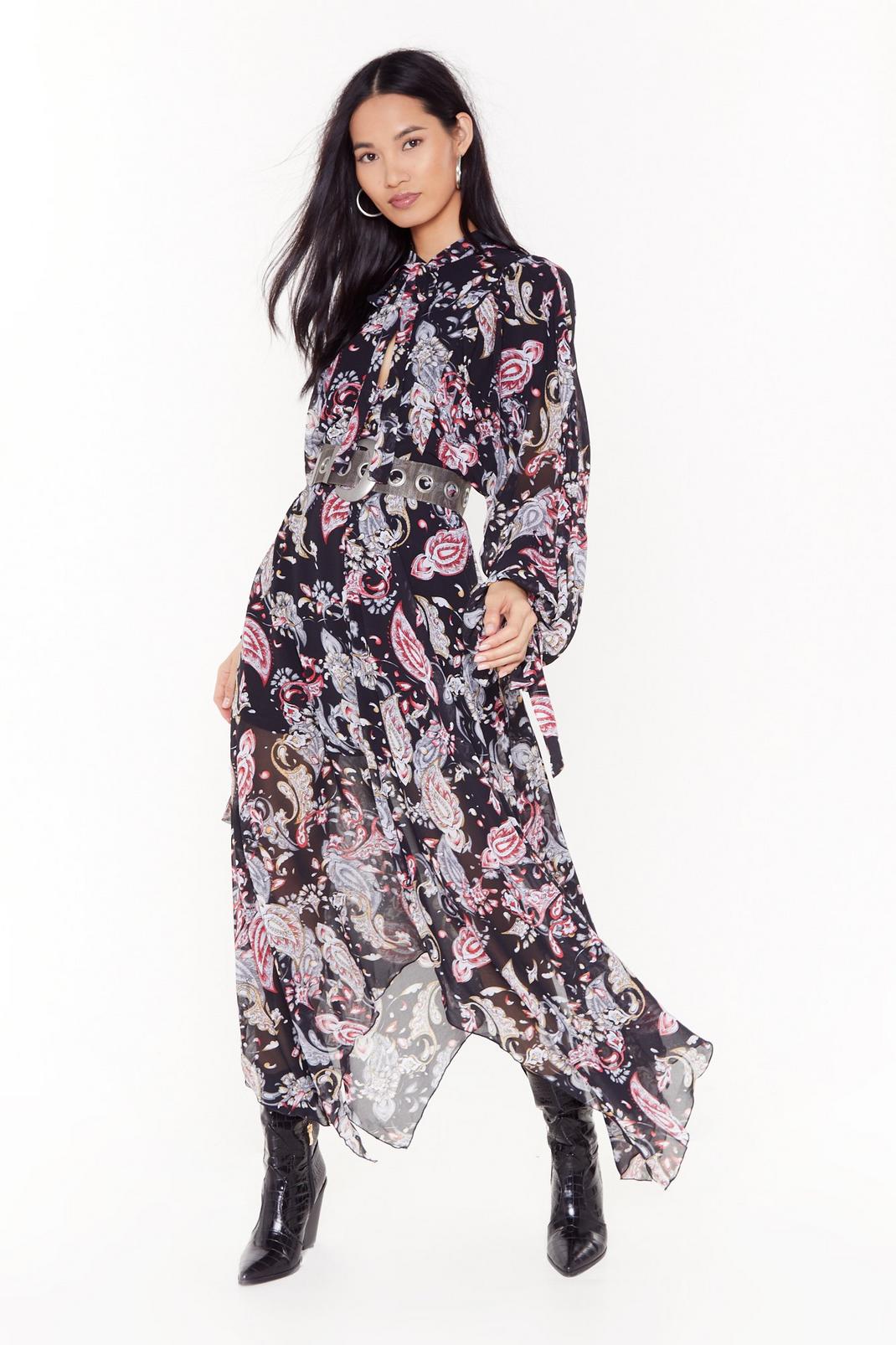 Paisley in Tequila Asymmetric Maxi Dress image number 1
