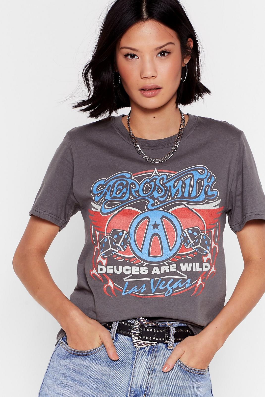 Charcoal Deuces Are Wild Aerosmith Graphic Band Tee image number 1