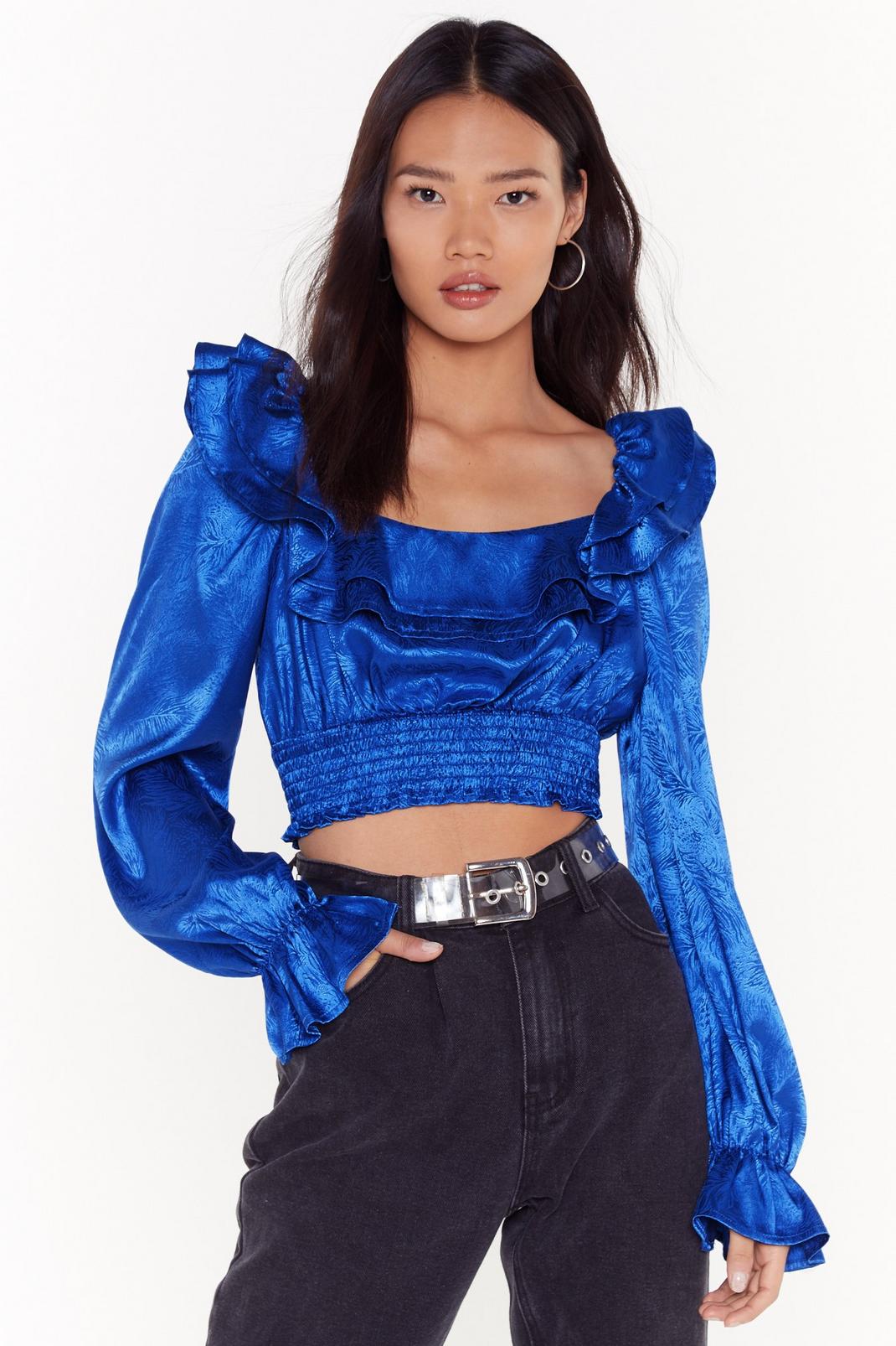 It's a Frill Satin Crop Top image number 1