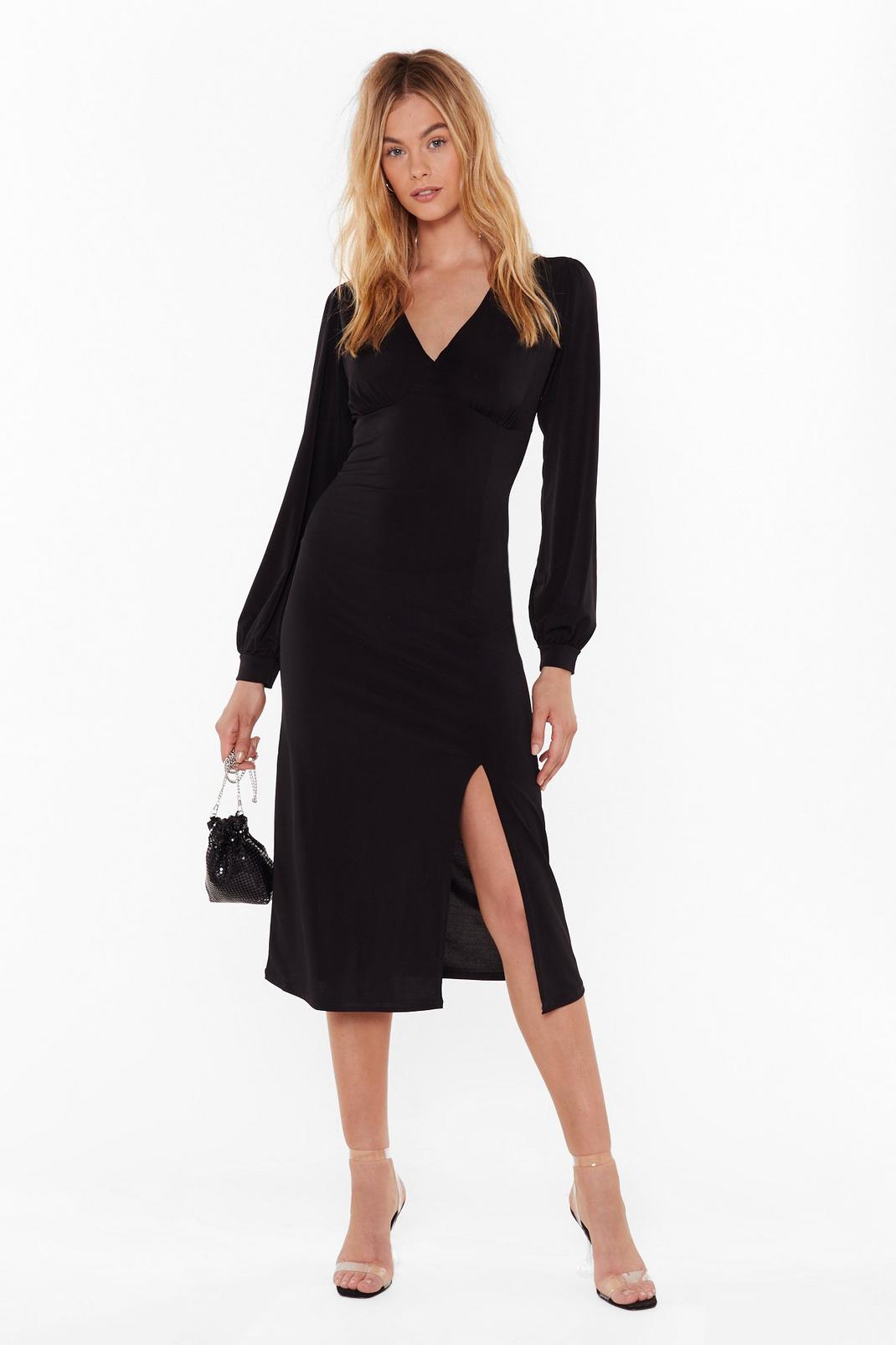 You Can Slit With Us Plunging Midi Dress image number 1