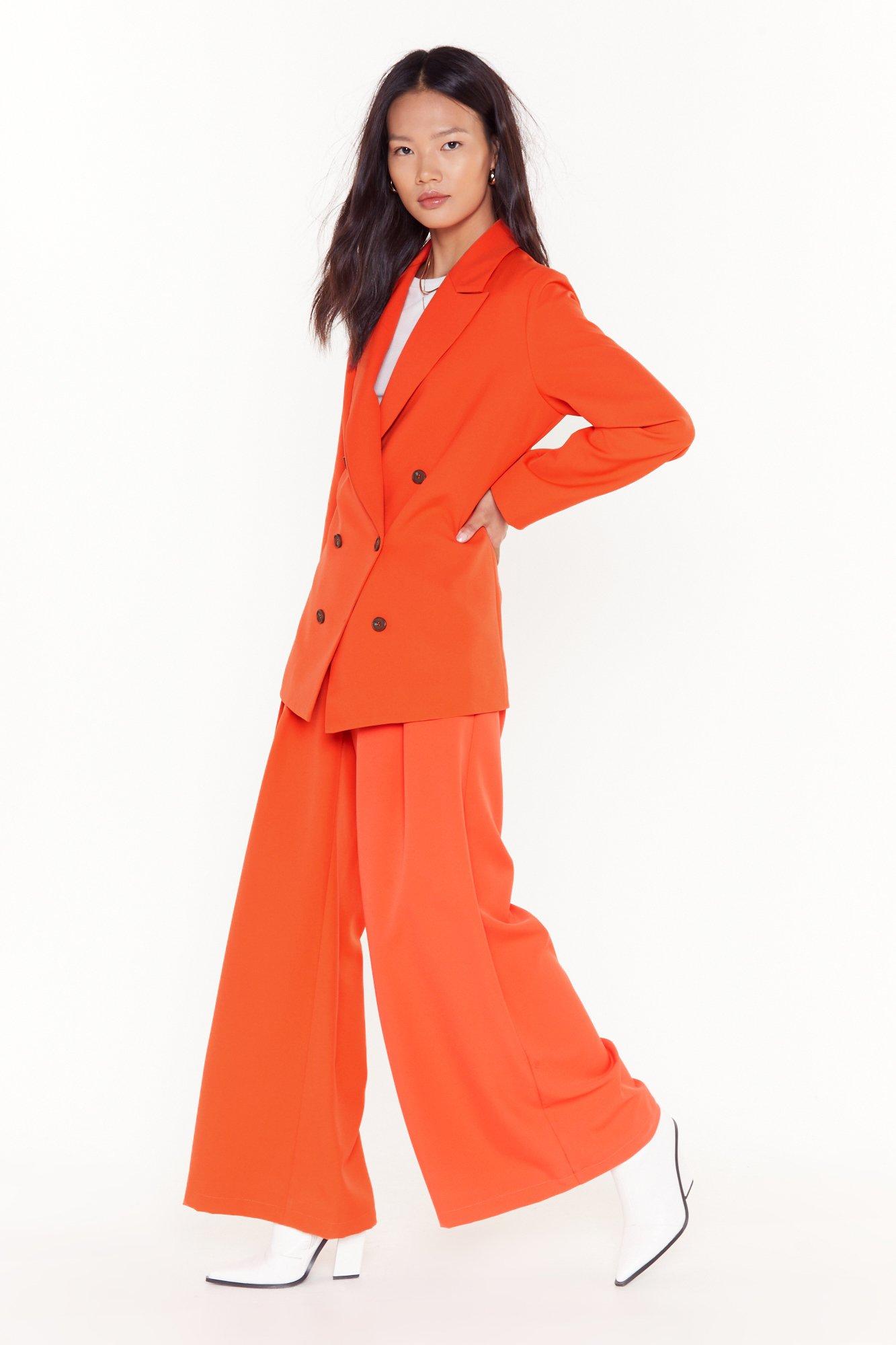 orange trouser suit ladies