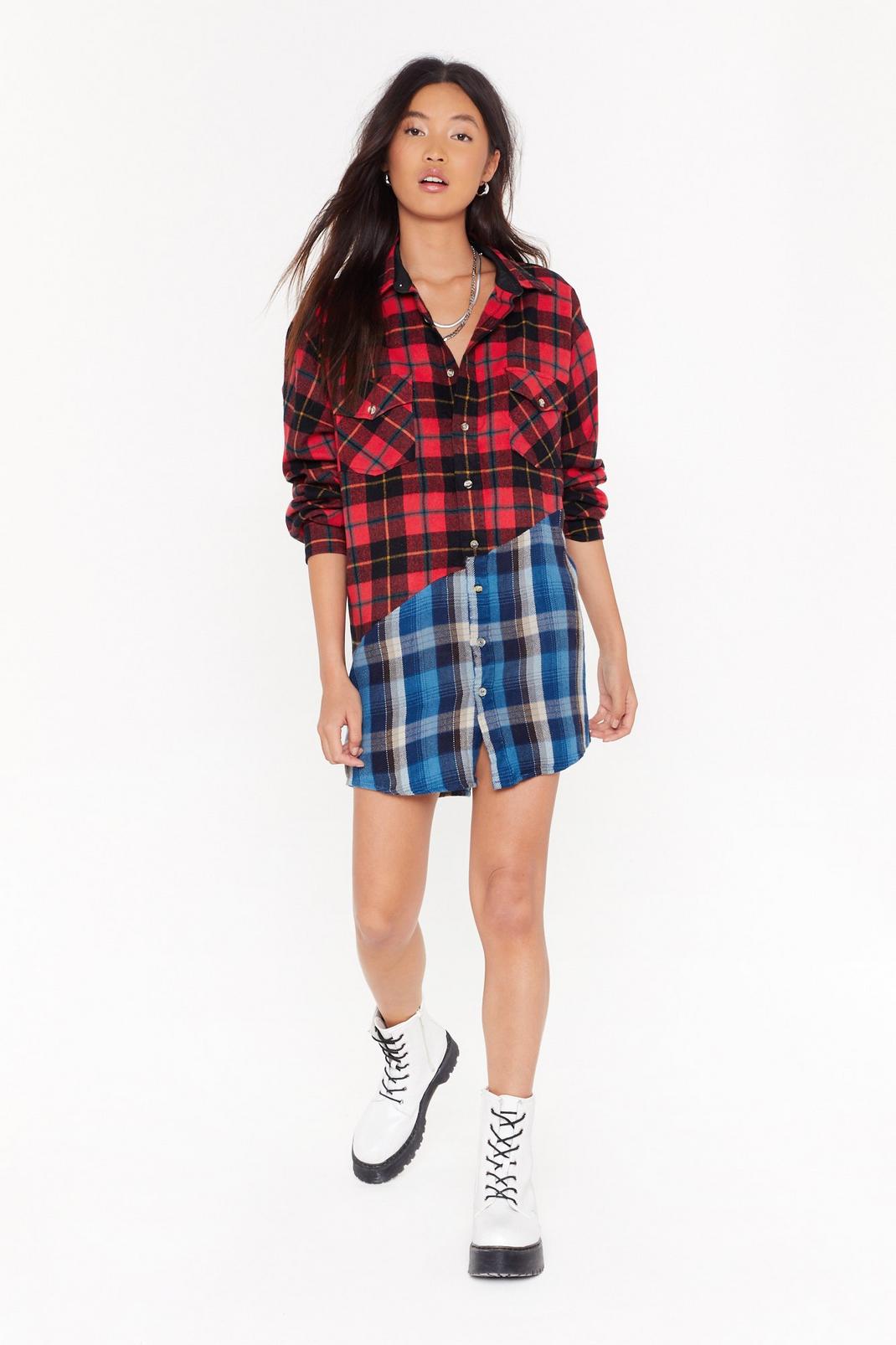 Nasty Gal Vintage All Mixed Up Oversized Check Shirt image number 1