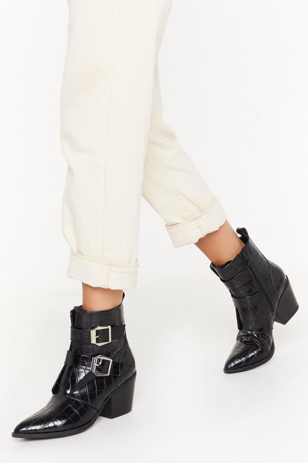 Point 'Em My Way Faux Leather Croc Boots image number 1