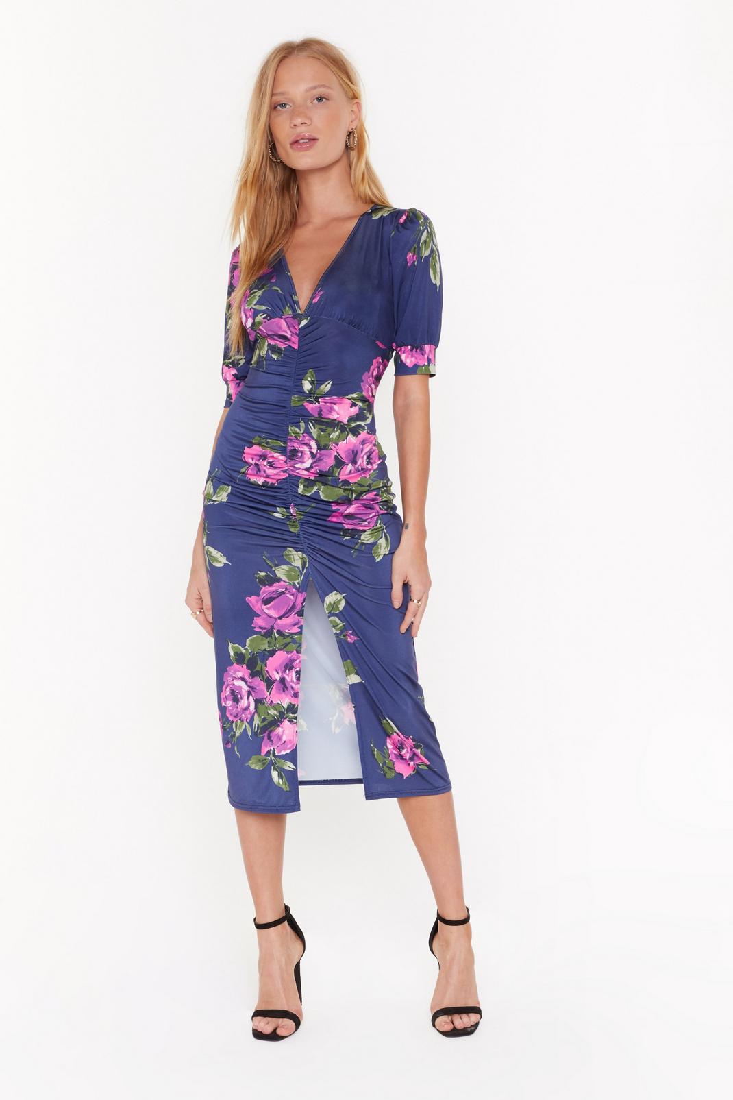 Black Make the Best of a Bud Situation Floral Midi Dress image number 1
