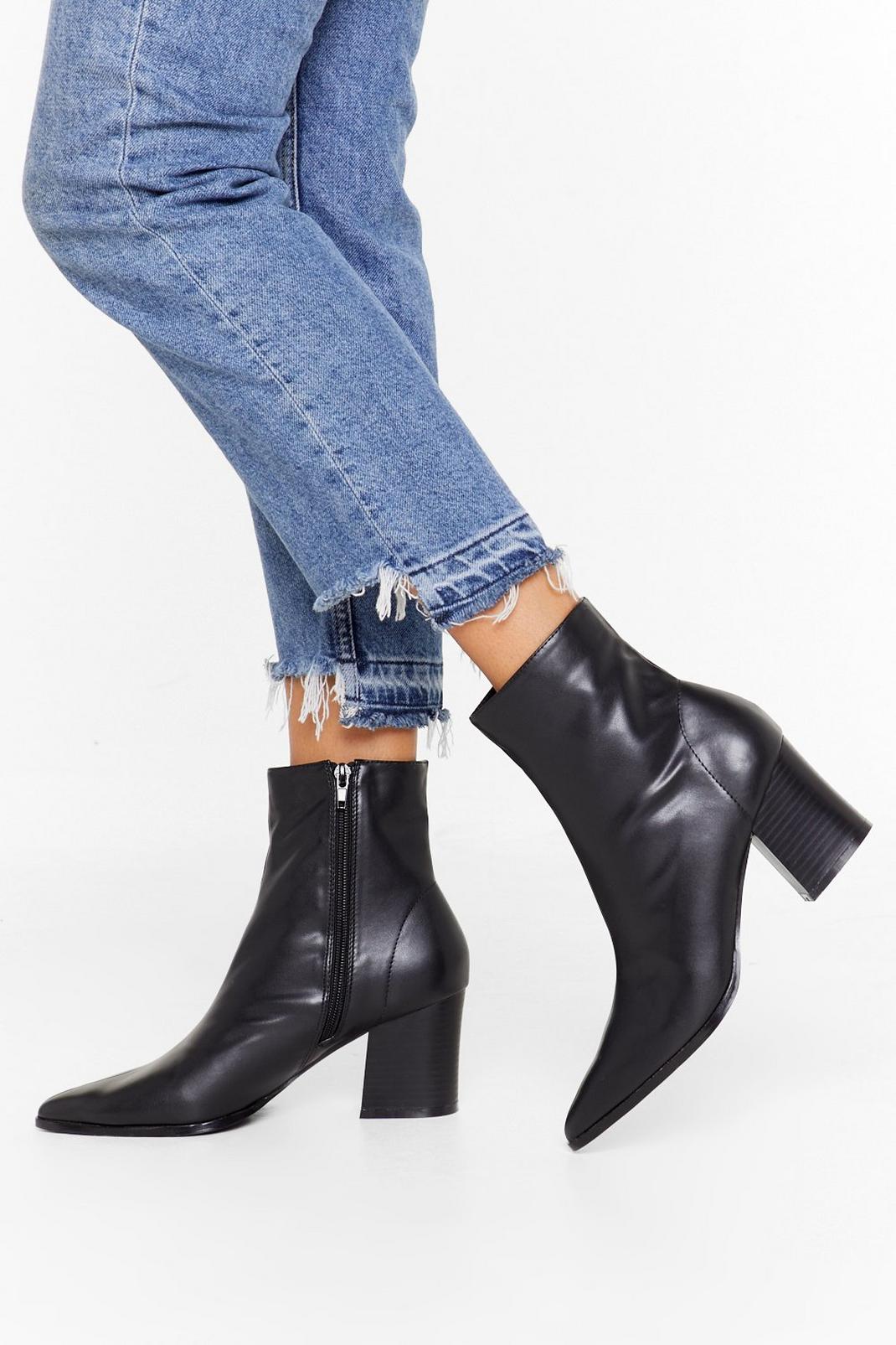 Get 'Em While They're Sock Faux Leather Boots image number 1