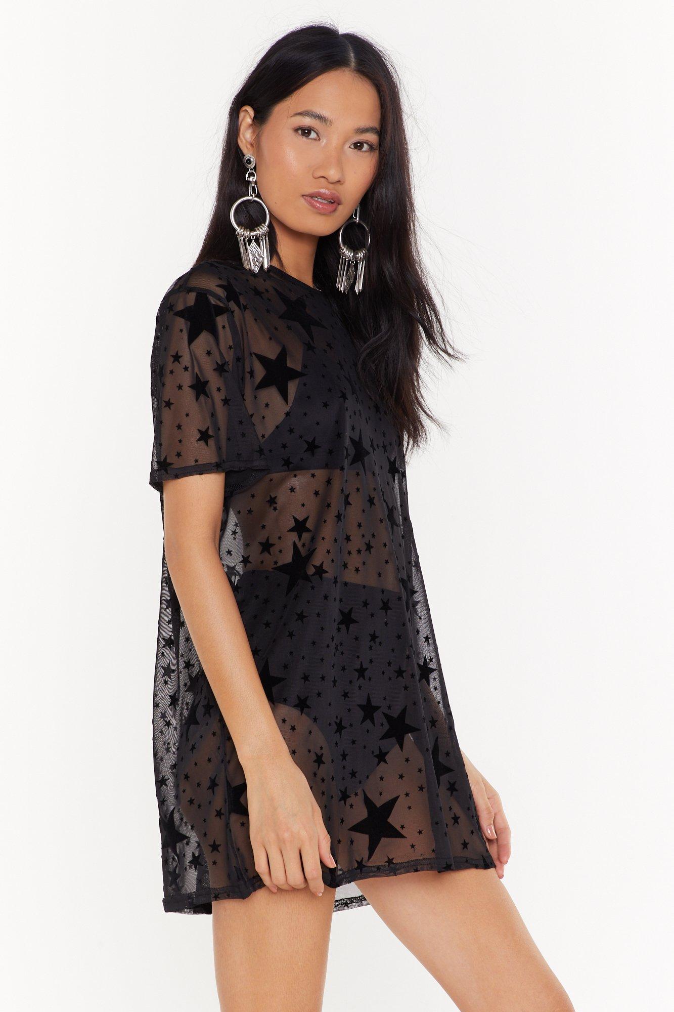 Sheer black store dress with stars