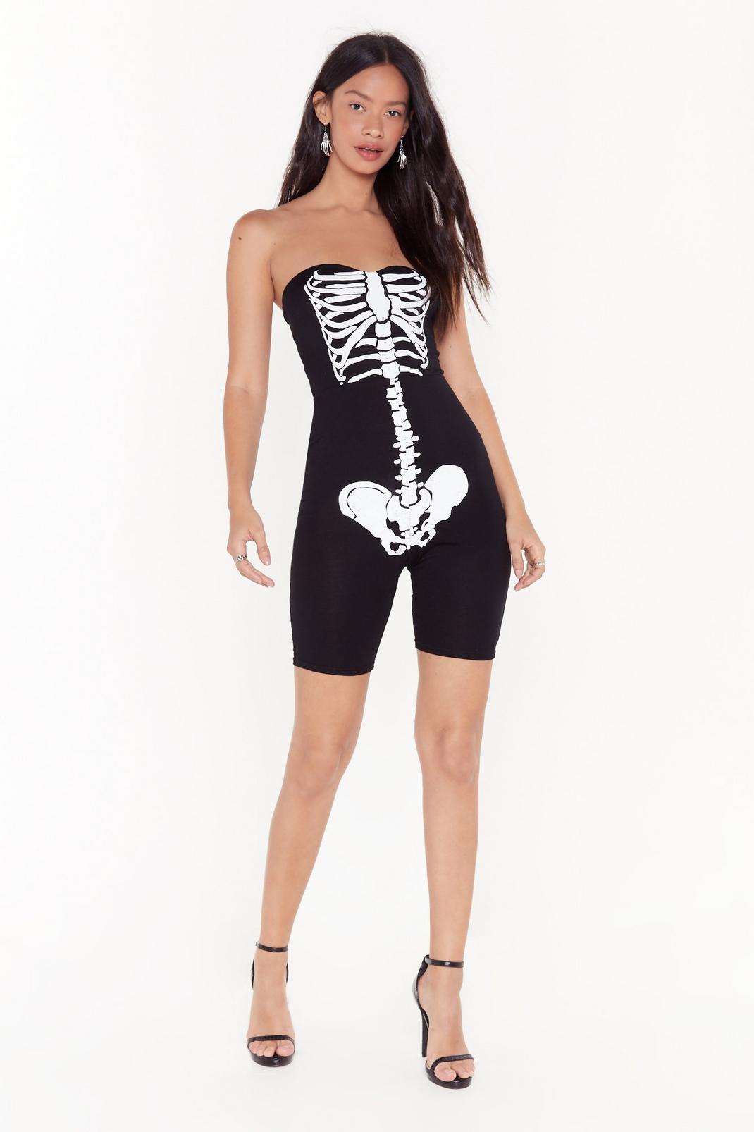Bad to the Bone Strapless Skeleton Playsuit image number 1