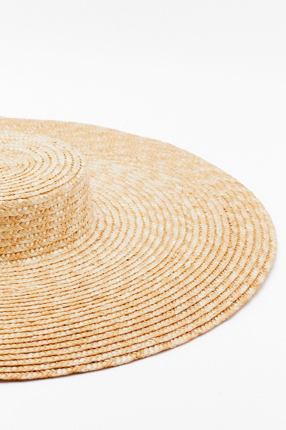 15cm Wide Brim Straw Hat Flat Top Summer Beach Hats For Women