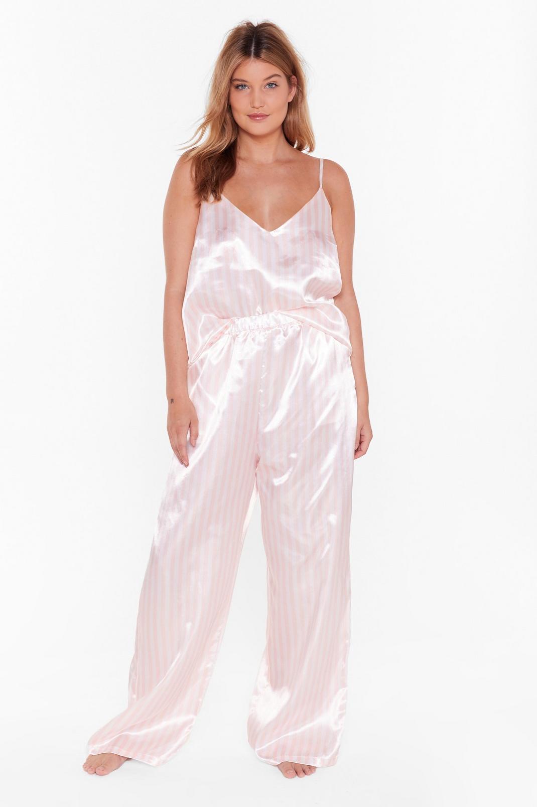Grande Taille - Ensemble pyjama caraco & pantalon à imprimé rayures Tu es rayé de la liste image number 1