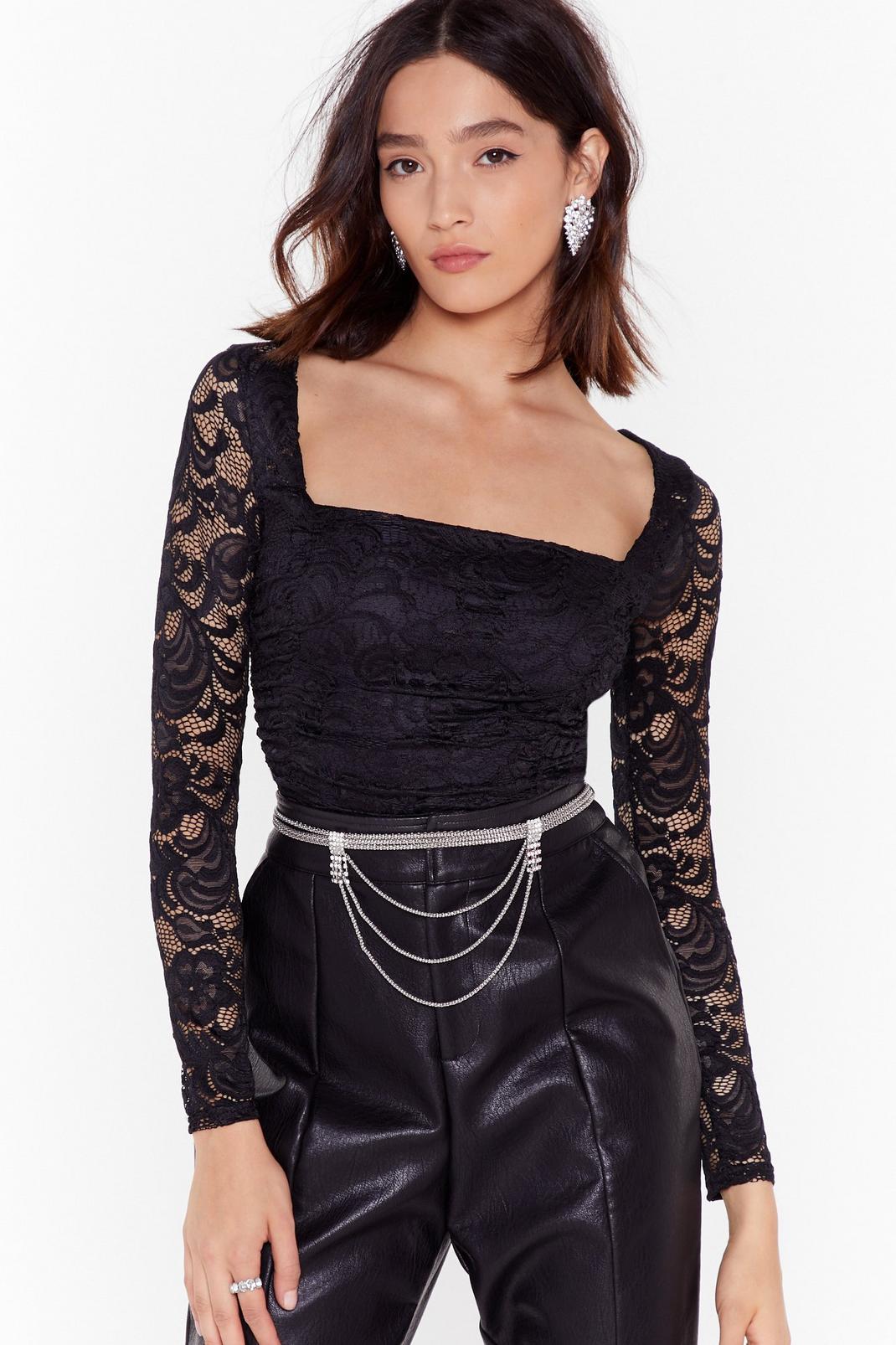 Set the Lace Square Neck Crop Top image number 1