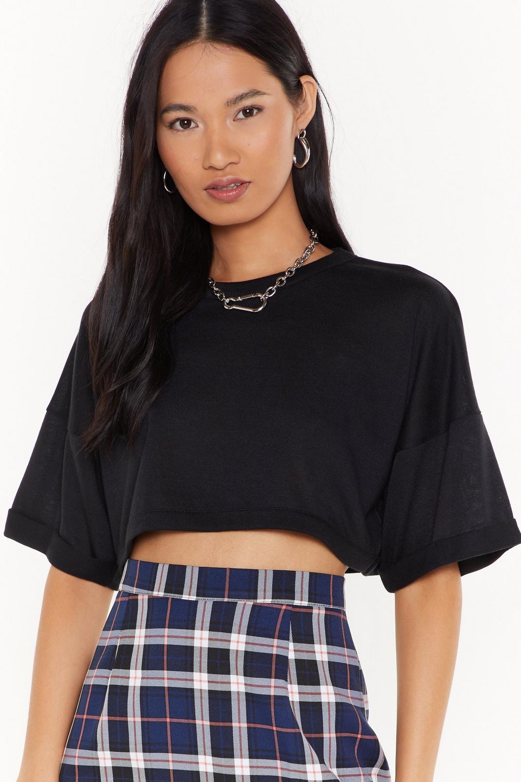 Crop Right Now Roll Sleeve Crop Top image number 1