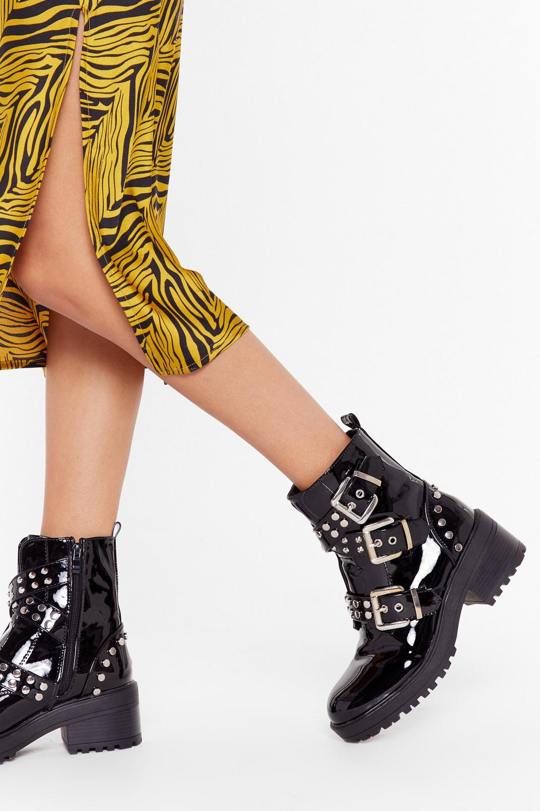 Stud Do You Good Faux Leather Biker Boots image number 1