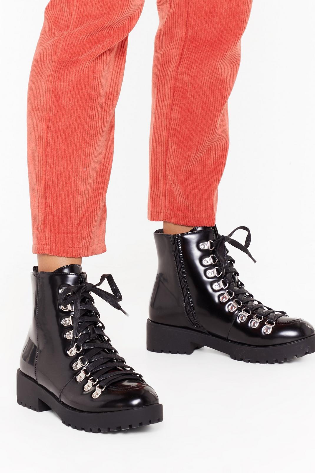 Stand Up For Yourself Faux Leather Lace-Up Boots image number 1