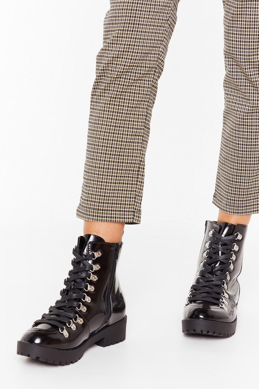 You'll Never Walk Alone Faux Leather Biker Boots image number 1