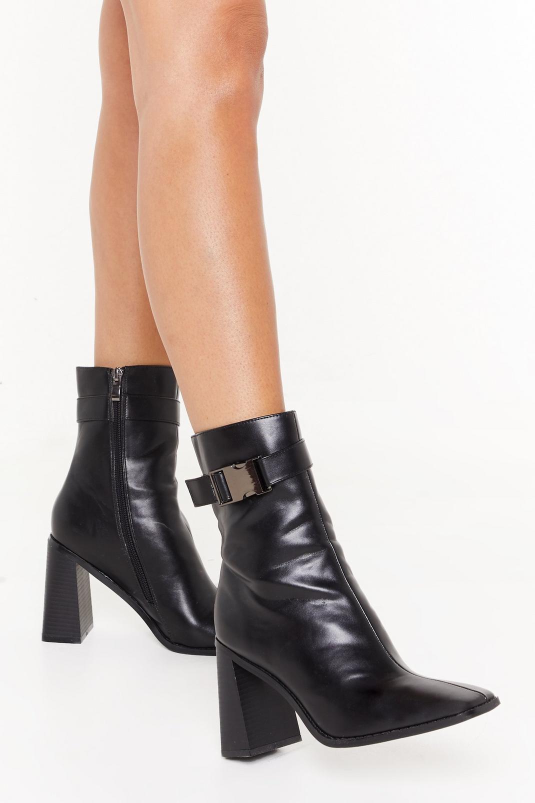 pimkie faux leather heeled boots in black