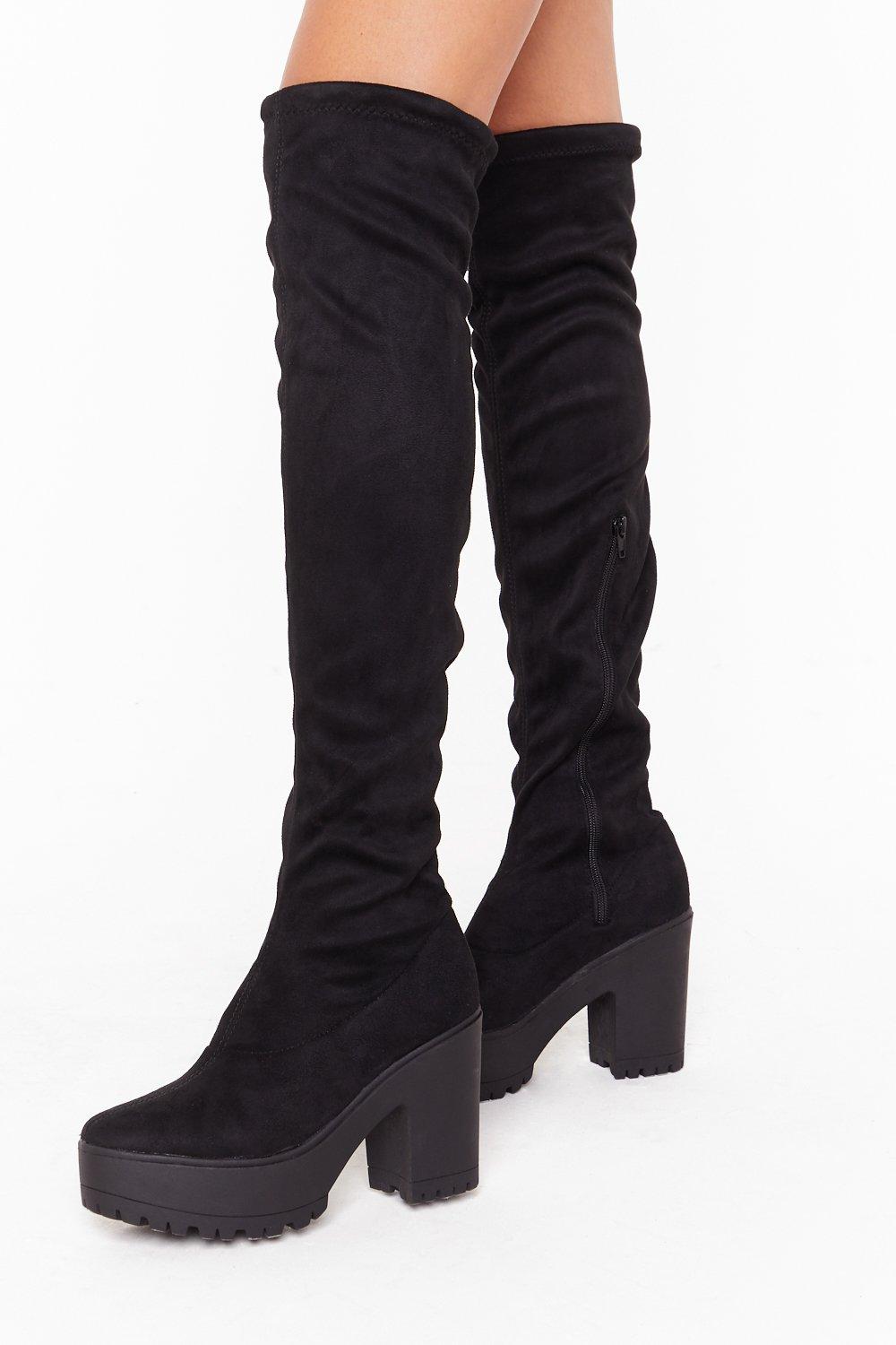 faux suede knee boots